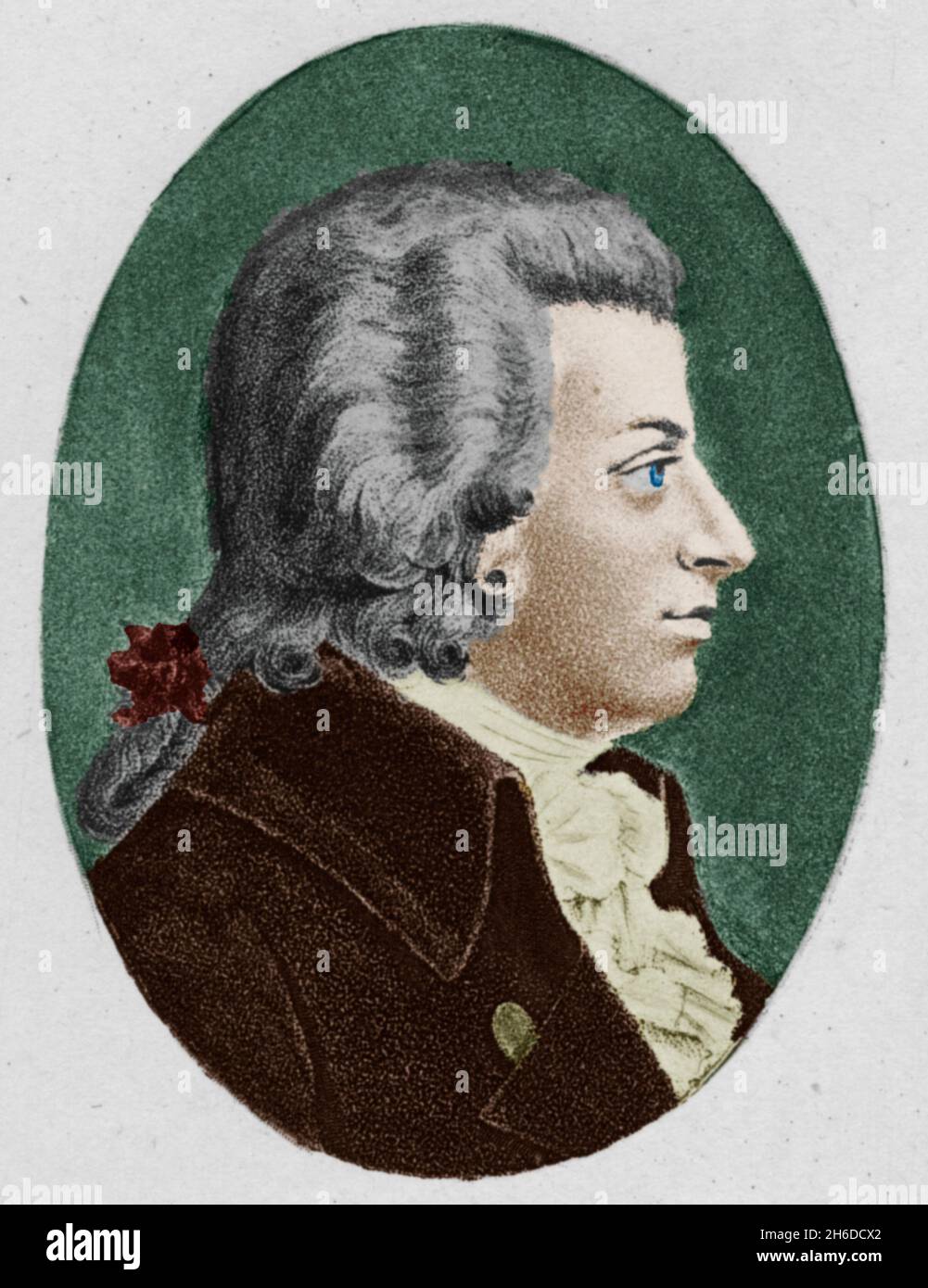 'Mozart.', 1895. Wolfgang Amadeus Mozart (1756-1791), compositor alemán de música clásica. Del “El Educador Musical, Volumen II” de John Greig, M.A., Mus. Doc. [T. C. &amp; E. C. Jack, Edimburgo, 1895.]. (Impresión en blanco y negro en color). Foto de stock