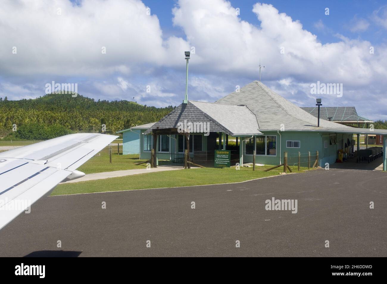 Aterrizaje en la isla Aitutaki, Islas Cook, Aitutaki Foto de stock