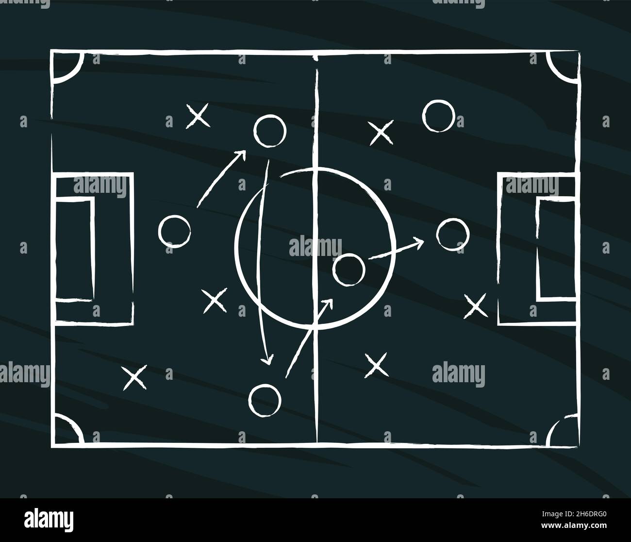 Fútbol jugada táctica estrategia diseñada en la pizarra. Vista superior  Imagen Vector de stock - Alamy