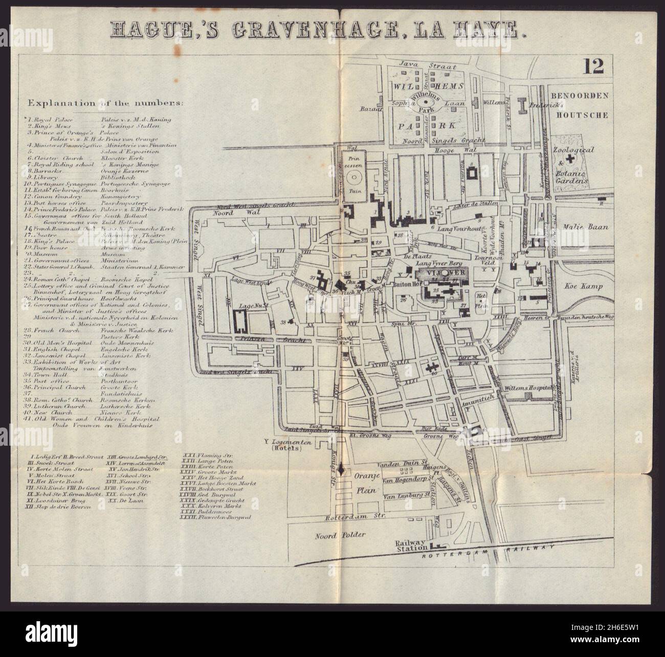 LA HAYA DEN HAAG 'S-GRAVENHAGE LA HAYE. Plano de la ciudad mapa de la ciudad. BRADSHAW 1892 Foto de stock