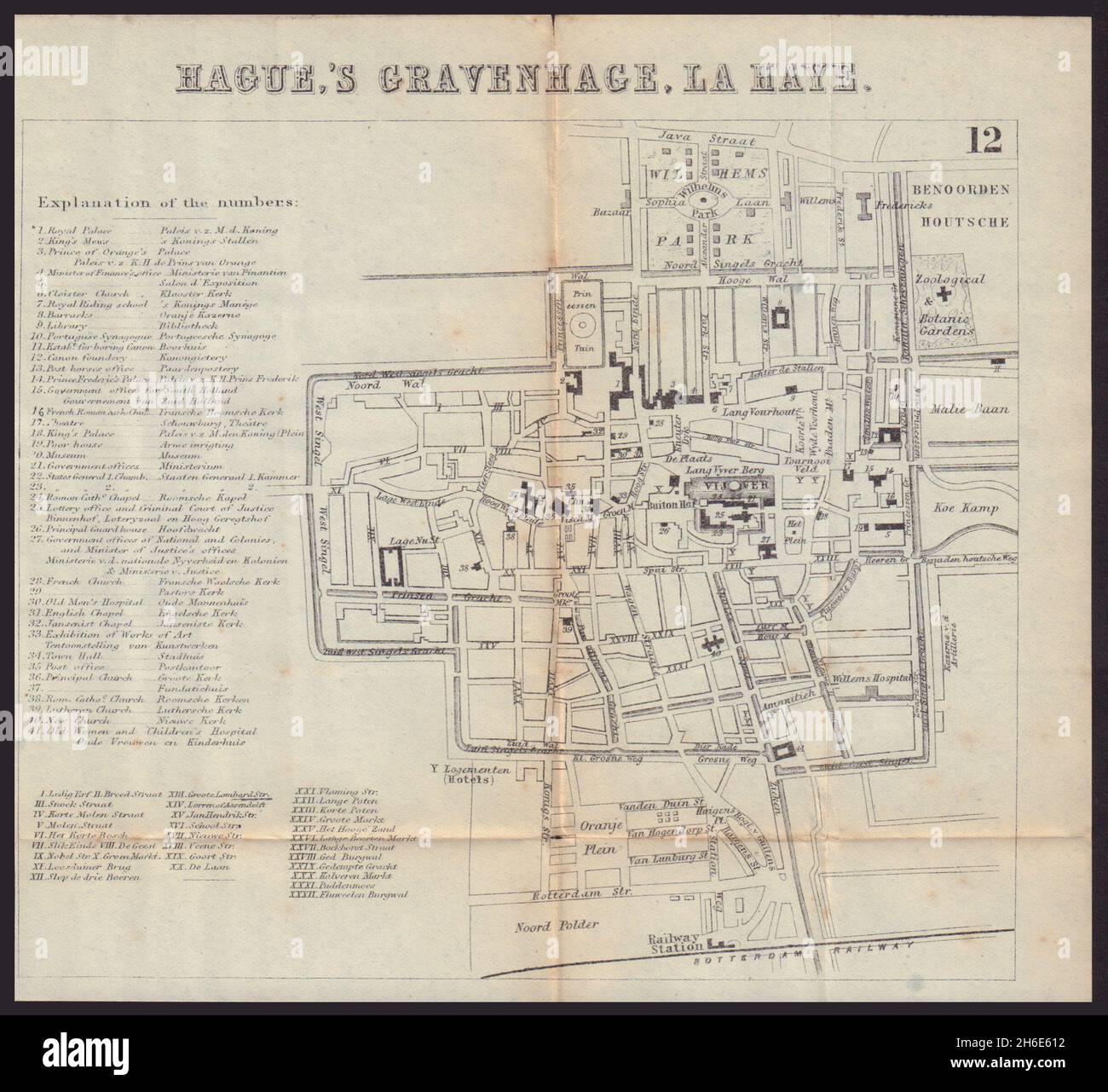 LA HAYA DEN HAAG 'S-GRAVENHAGE LA HAYE. Plano de la ciudad mapa de la ciudad. BRADSHAW 1893 Foto de stock