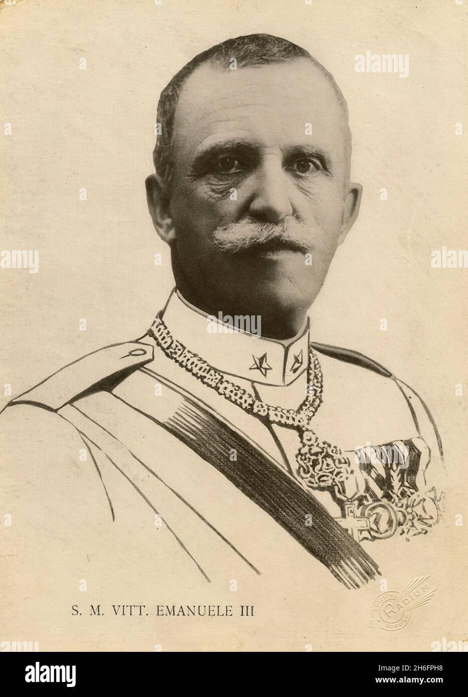 Fotomontaje de Su Majestad Vittorio Emanuele III Rey de Italia, 1920s Foto de stock