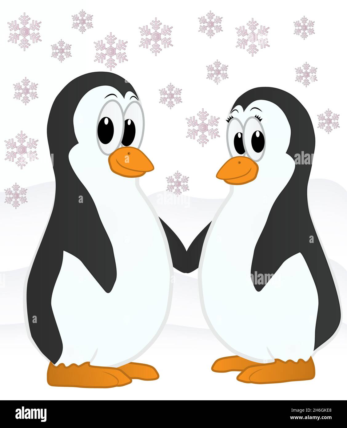 Dibujos animados de un par de pingüinos felices Foto de stock