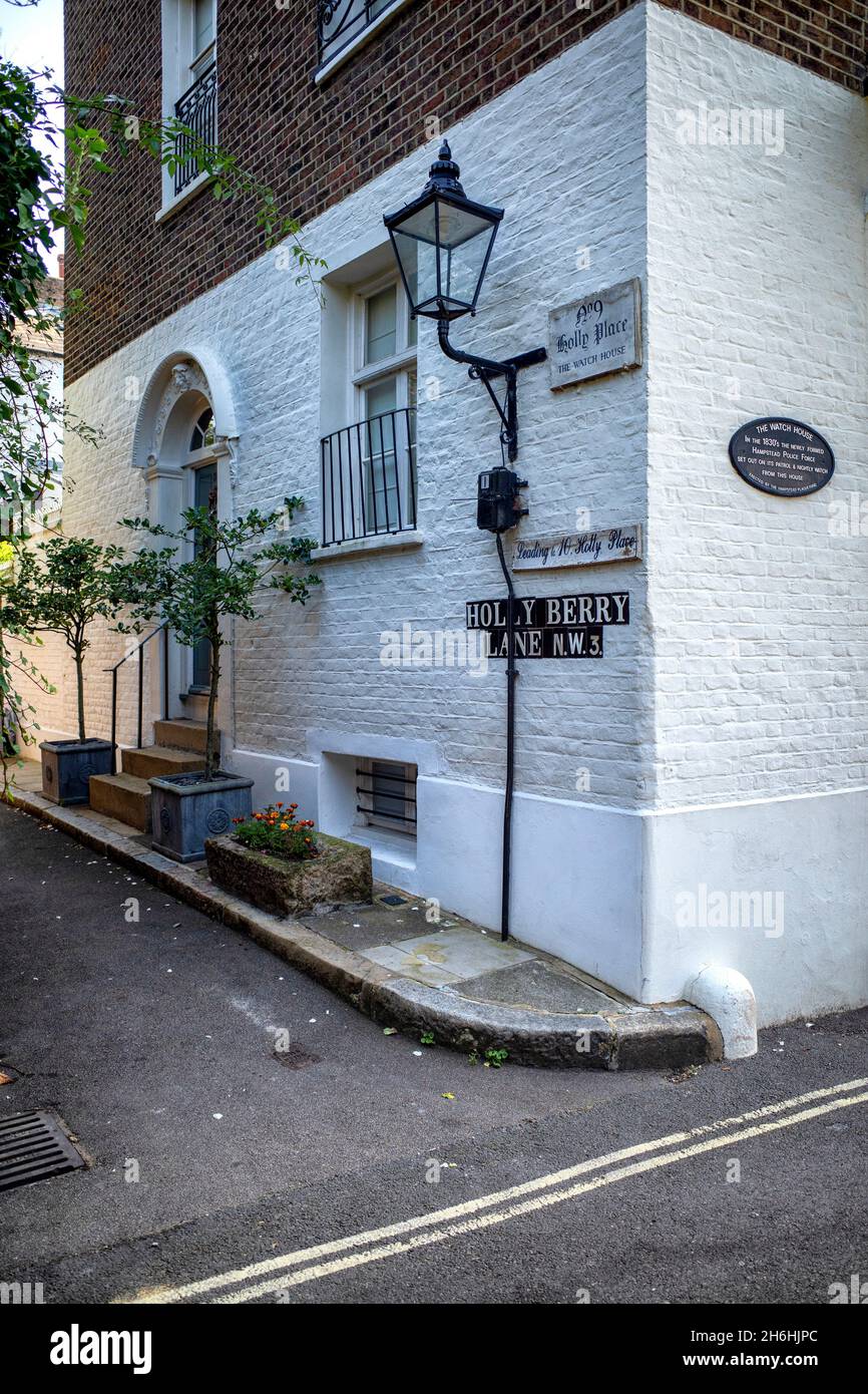 The Watch House, Holly Bush Lane, Hampstead: La ubicación 1830 de la primera fuerza policial de Hampstead Foto de stock