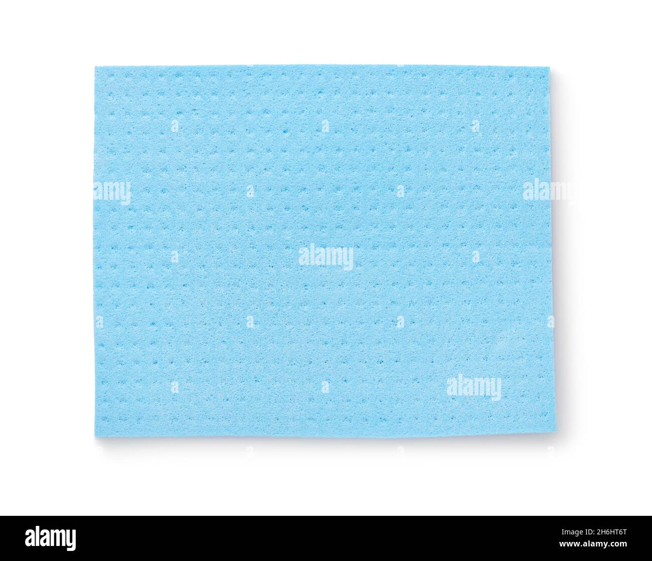Vista superior del paño absorbente de celulosa azul aislado sobre blanco Foto de stock