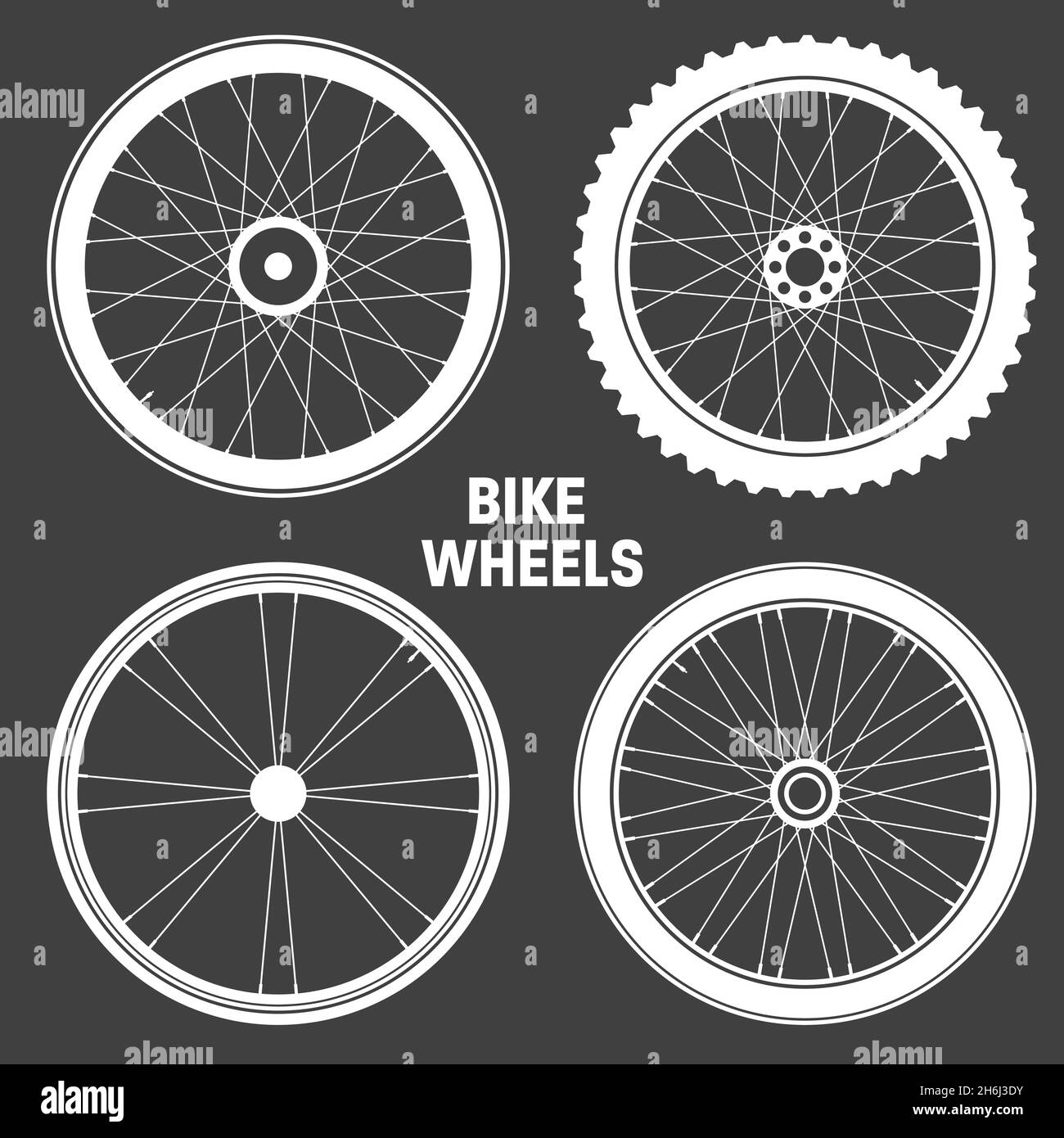 Colecci n de s mbolos de ruedas blancas para bicicletas. Siluetas