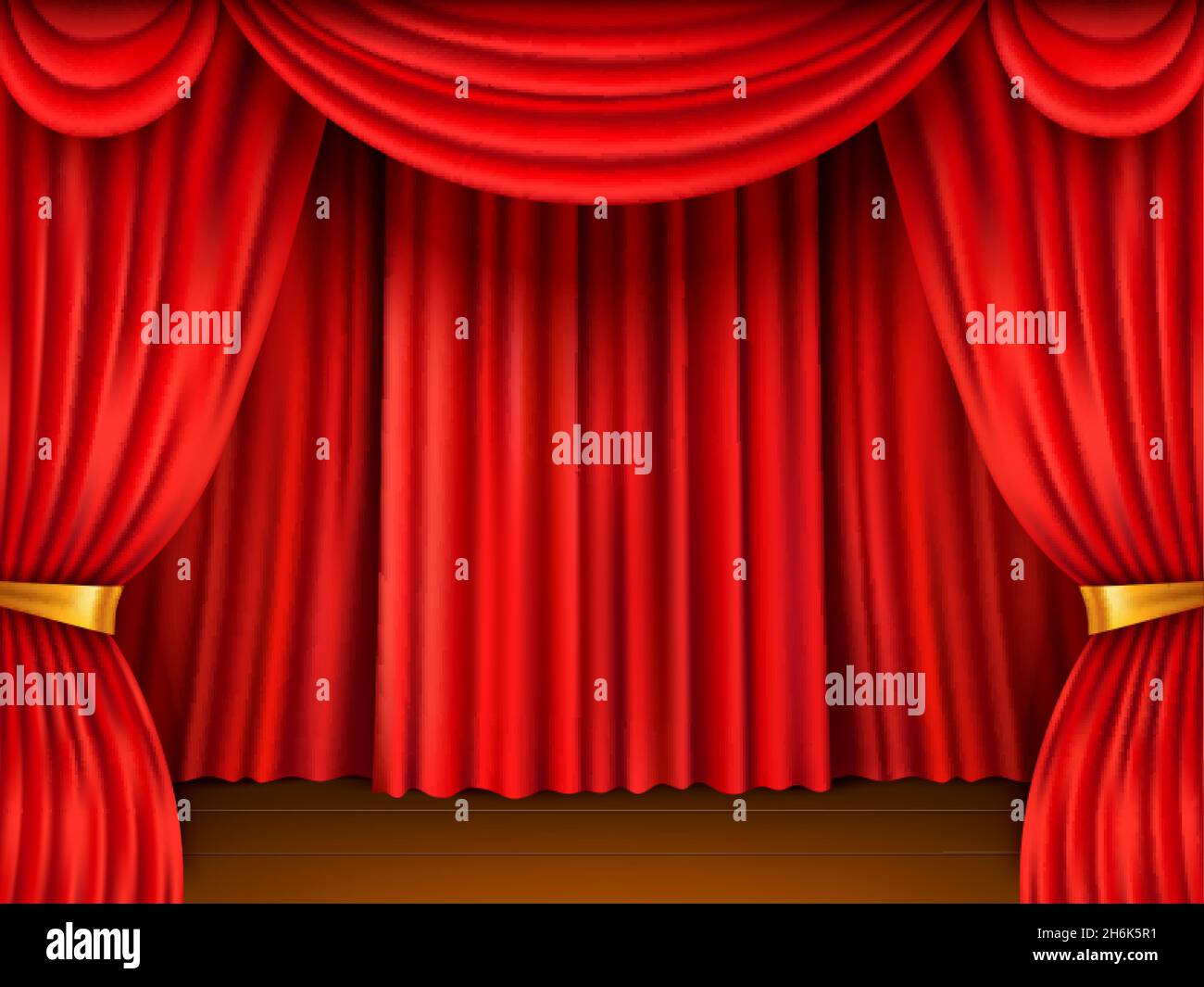 Escenario de cortina roja. Escena realista enmarcado rojo textil teatro  velos, tela de terciopelo, decoración sala de cine, cortinas abiertas  pesadas. Fondo vectorial Imagen Vector de stock - Alamy