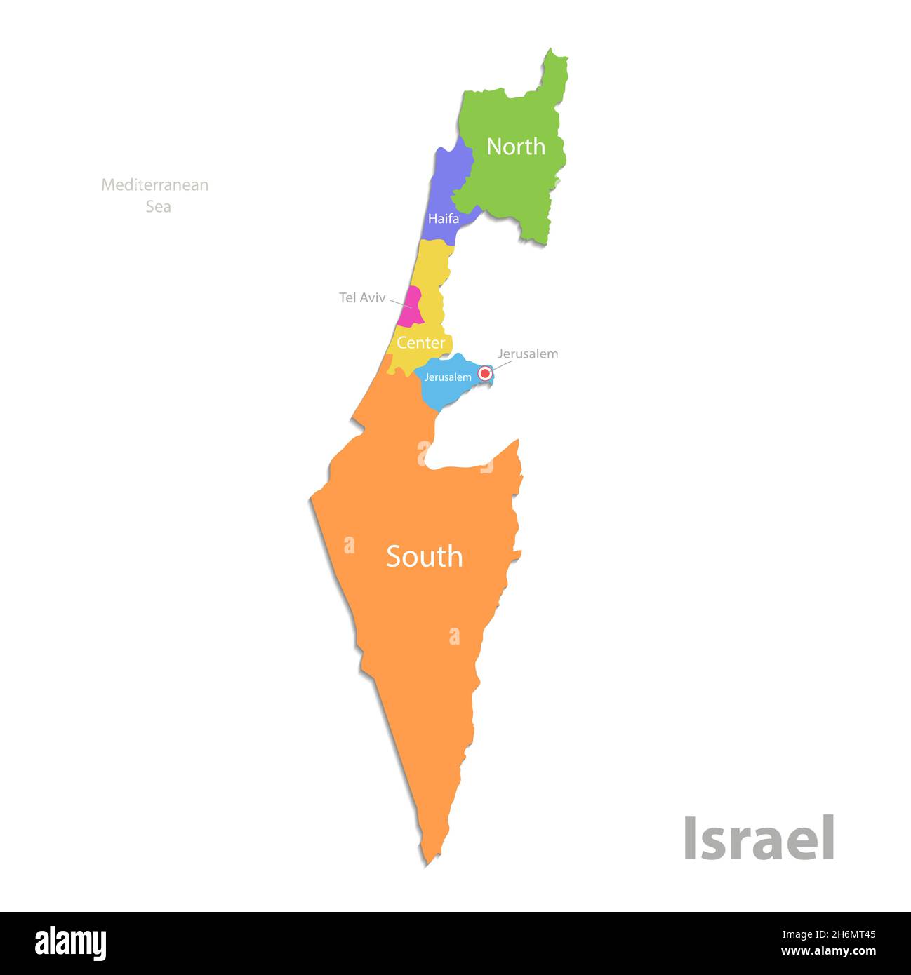 Mapa De Israel Divisi N Administrativa Regiones Individuales Separadas Con Nombres Mapa En