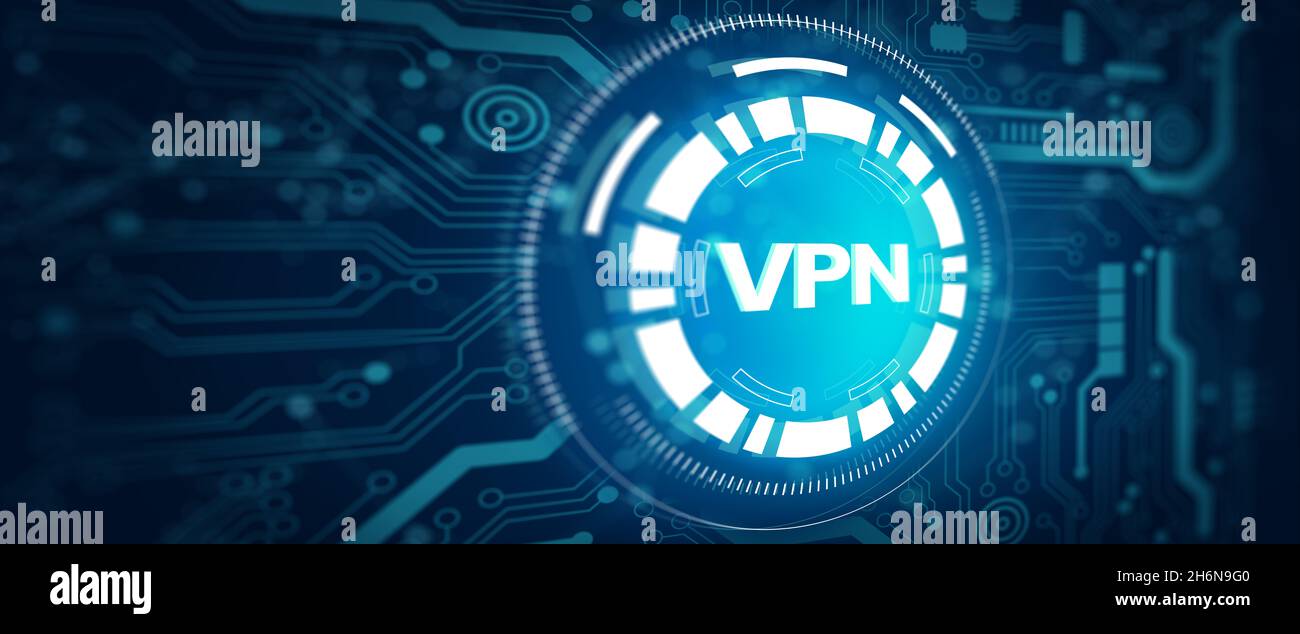 Seguridad de red VPN cifrado de privacidad de Internet con tecnología Abstract Background. Empresa, Tecnología, Concepto de red de Internet. Ilustración 3D. Foto de stock