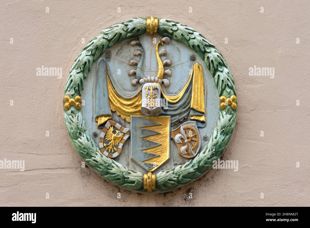 Escudo de armas de las familias patricias más antiguas de la ciudad imperial de Núremberg, Ebner von Eschenbach, mencionado en 1251, Núremberg, Franconia Media Foto de stock