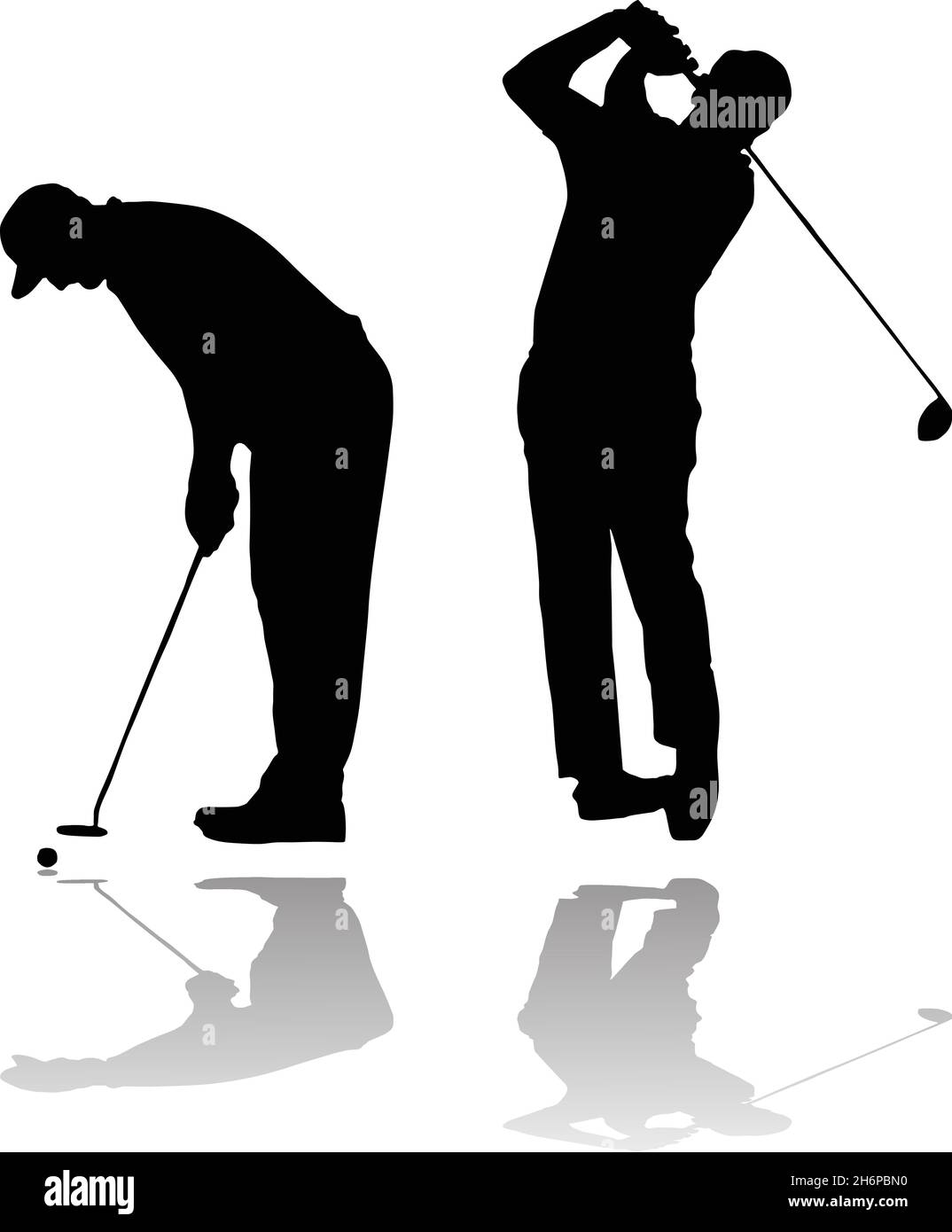 Jugadores de golf: Silueta vectorial aislada Ilustración del Vector