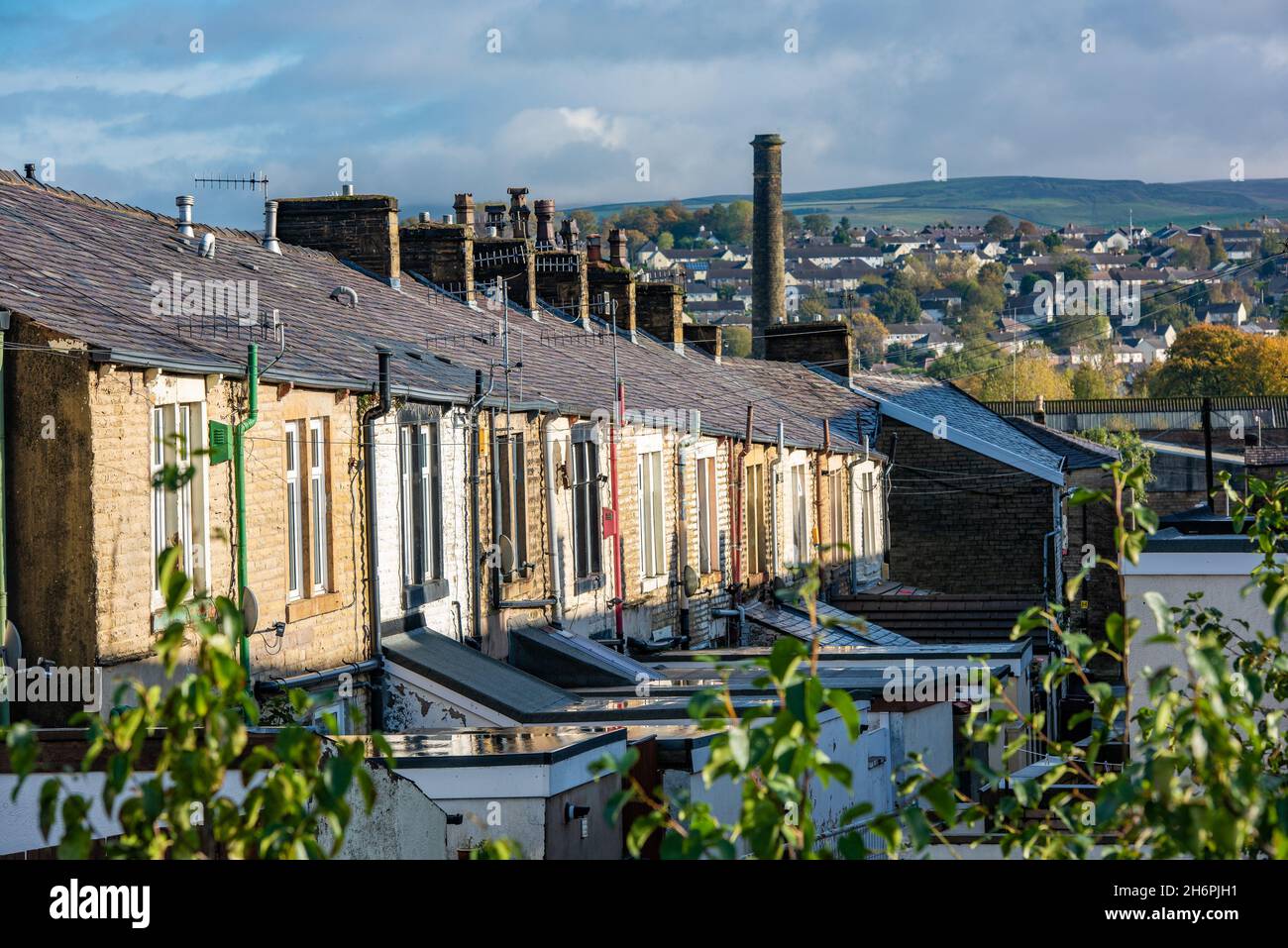 Casas adosadas, Burnley, Lancashire, Reino Unido Foto de stock