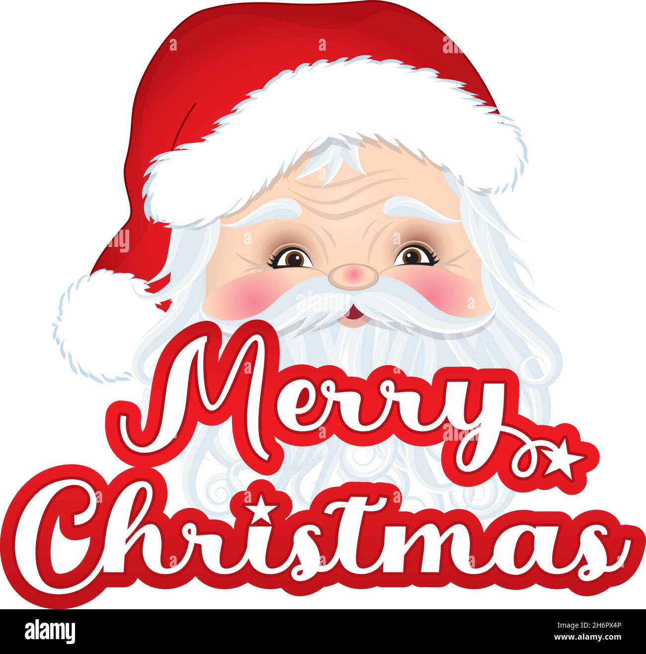 Santa Claus cara con feliz Navidad palabras Imagen Vector de stock - Alamy
