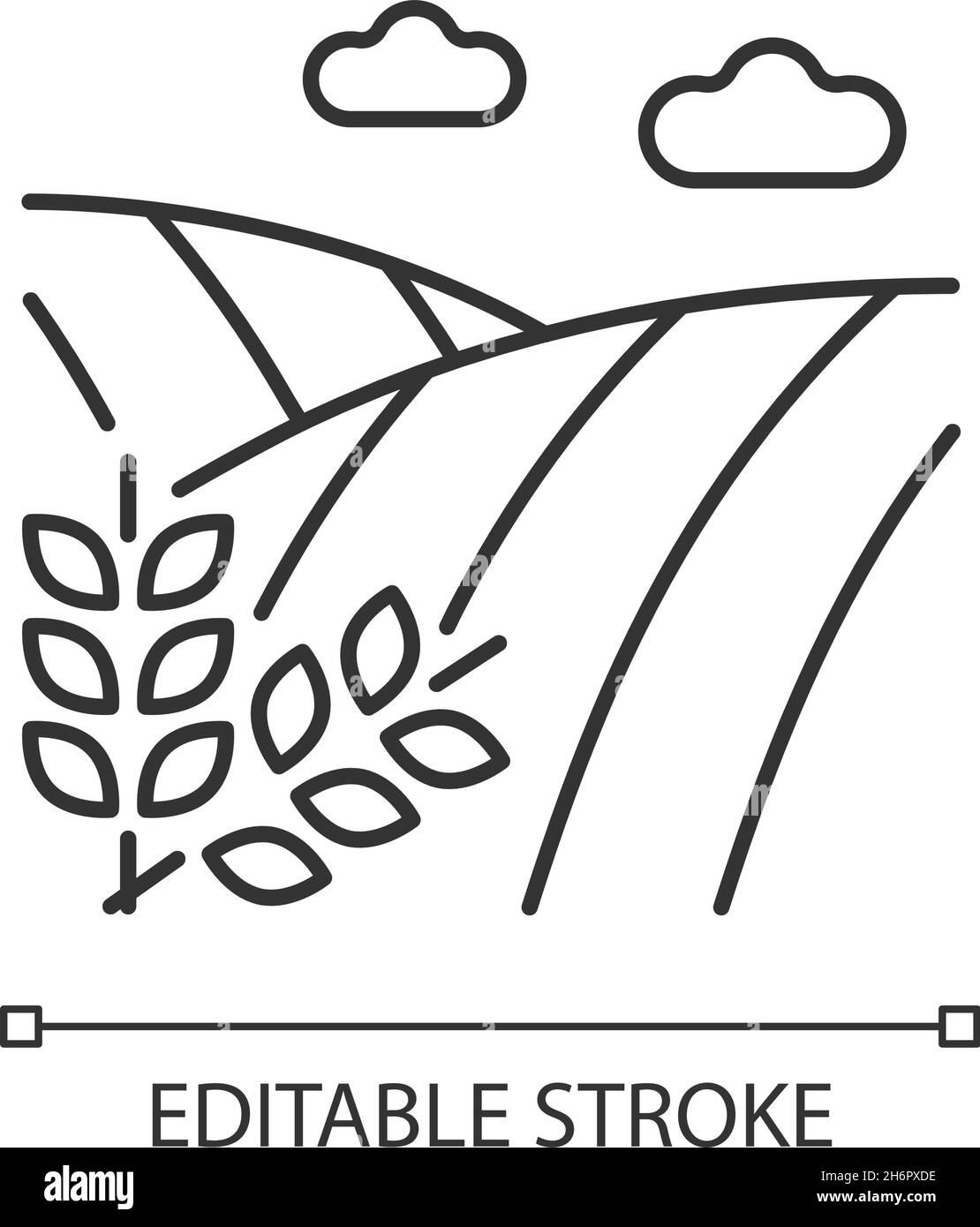 Icono lineal de cropland Ilustración del Vector