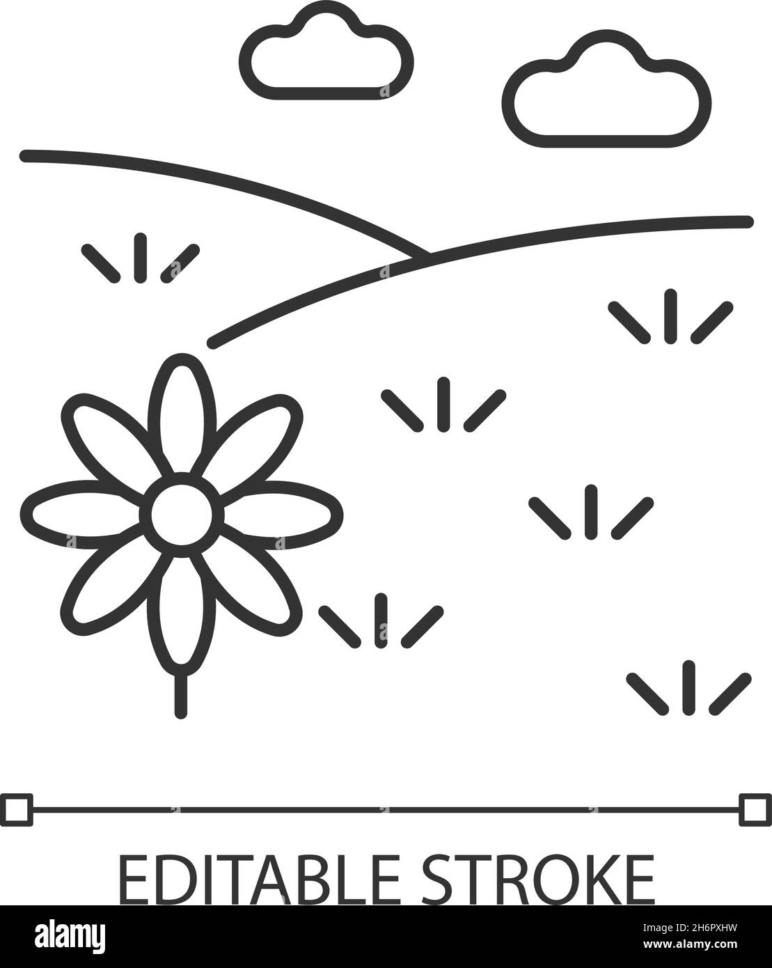 Icono lineal de pradera Ilustración del Vector