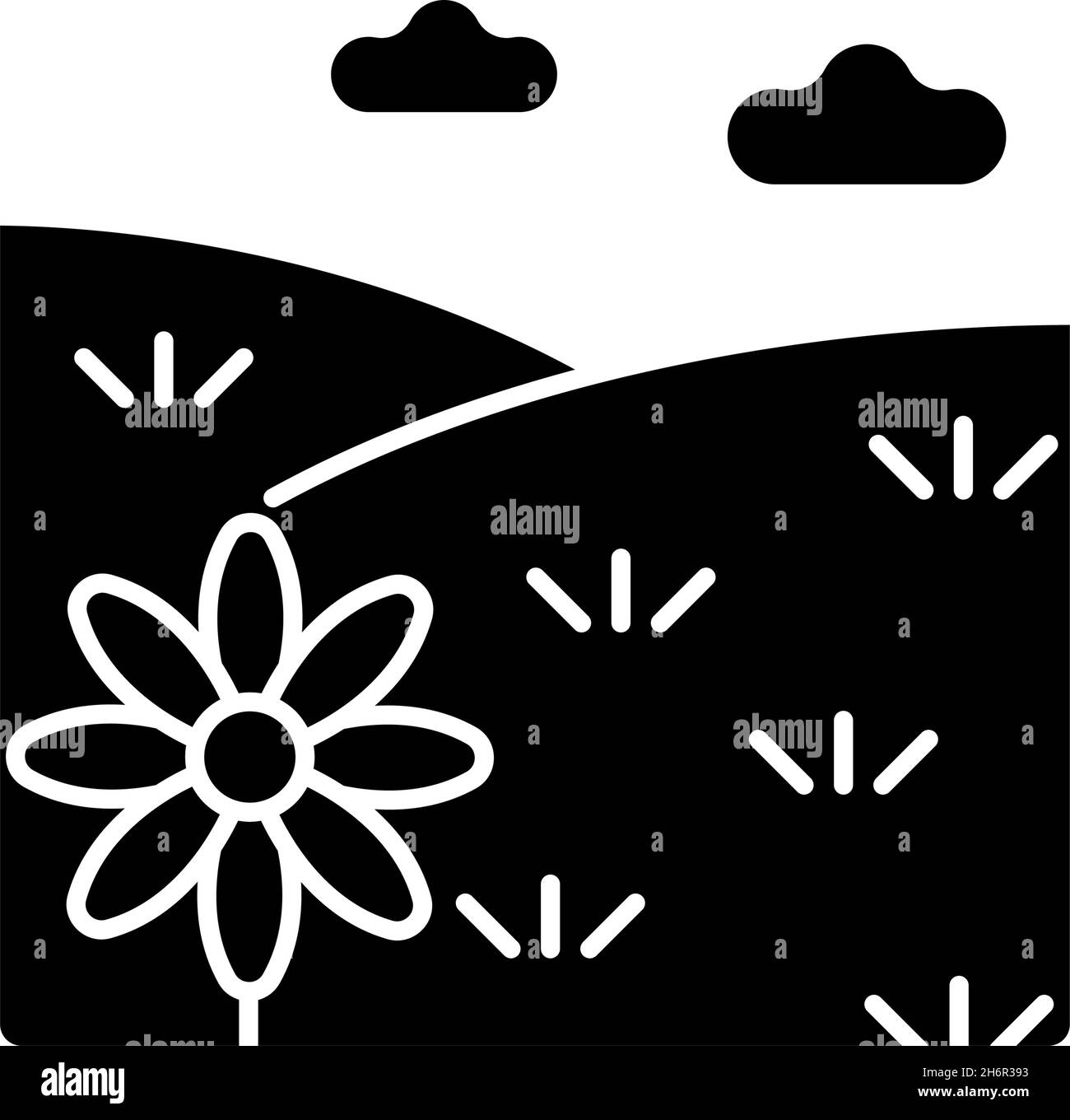 Icono de glifo negro de Pradera Ilustración del Vector