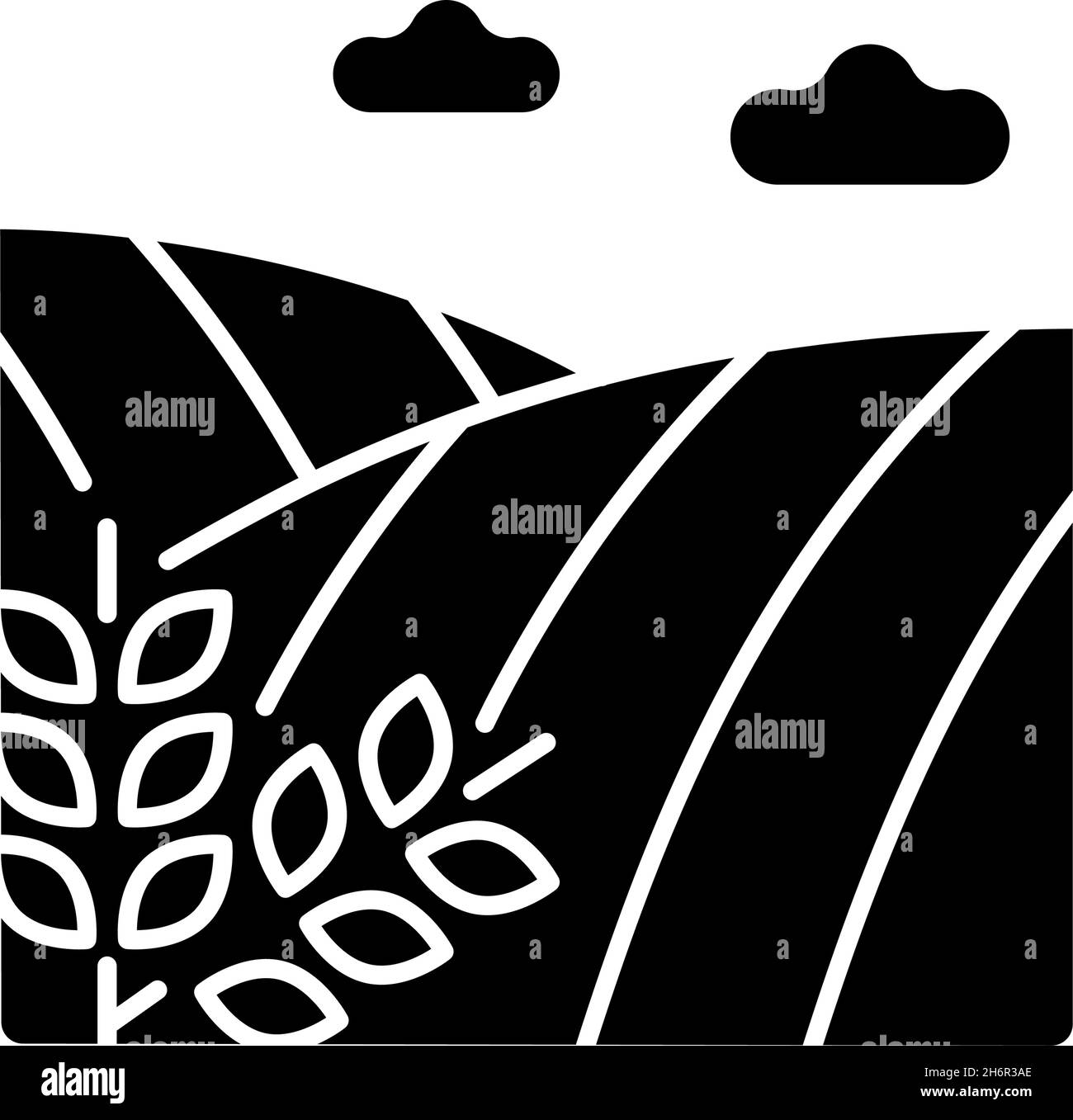 Icono de glifo negro de cropland Ilustración del Vector