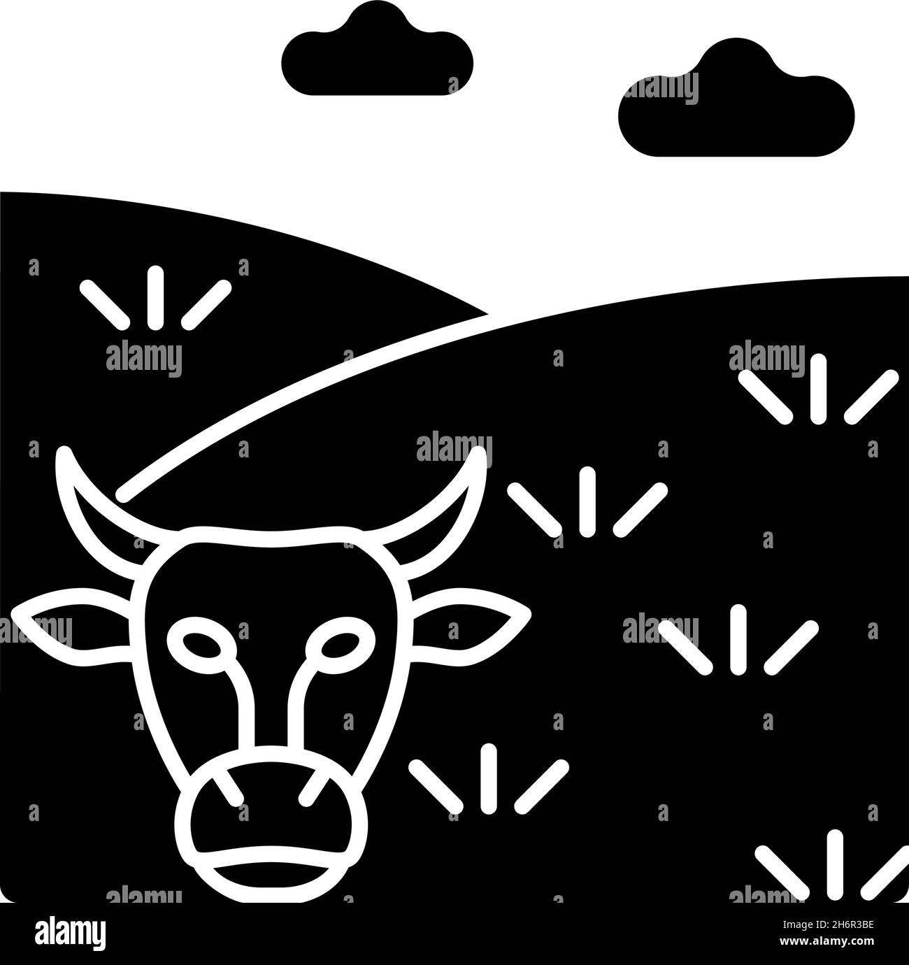 Icono de glifo negro Pasture Ilustración del Vector