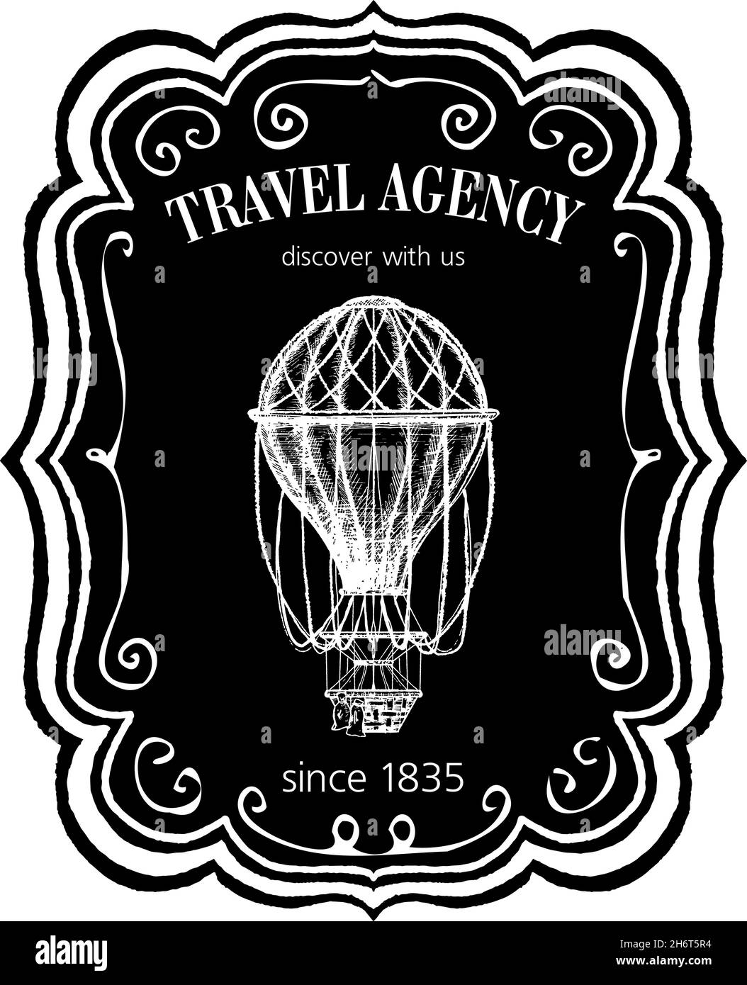 Etiqueta vintage de la agencia de viajes o emblema estilo tiza Imagen  Vector de stock - Alamy