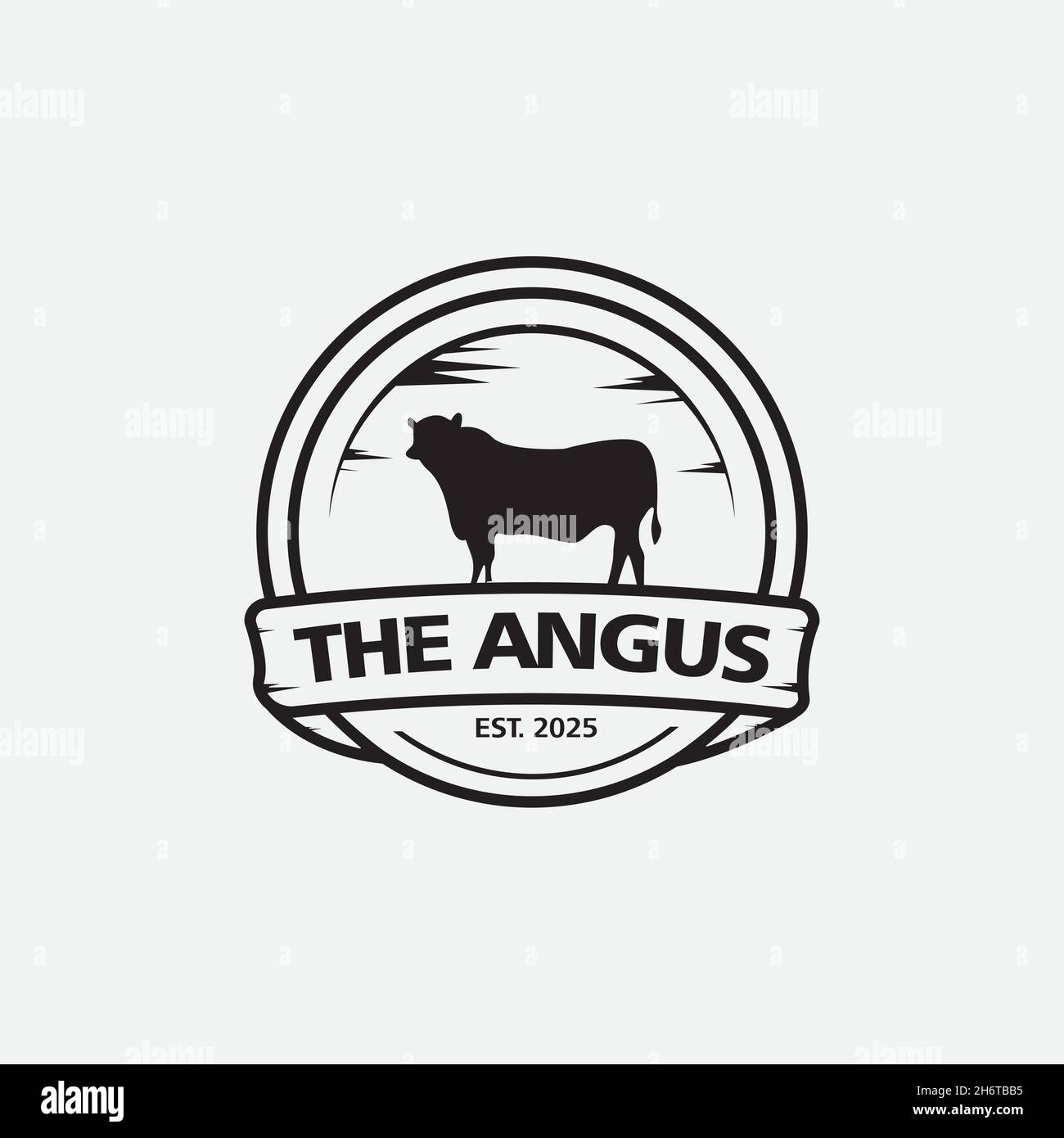 Angus ganado vacuno granja de ganado bovino emblema retro vintage
