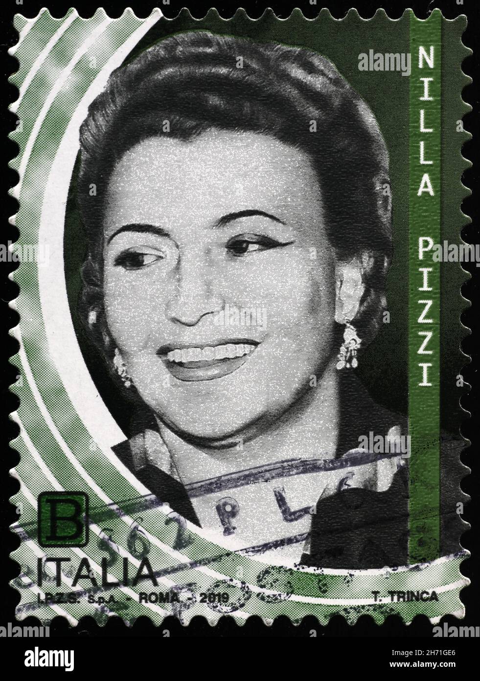 Nilla Pizzi sobre sello postal italiano Foto de stock
