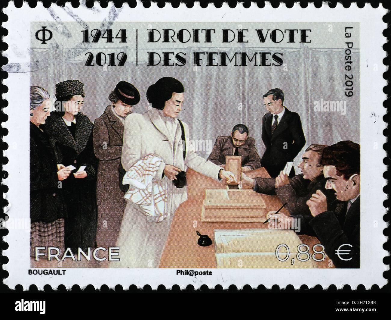 Derecho de voto para las mujeres celebrado con sello francés Foto de stock