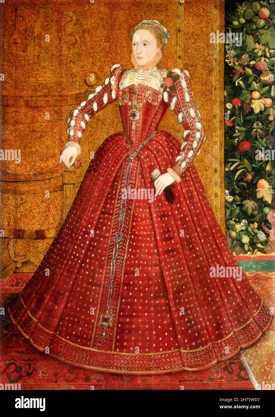 George Gower retrato de la reina Elizabeth El primero de Inglaterra le atribuyó a Steven van der Meulen - 1567 Foto de stock