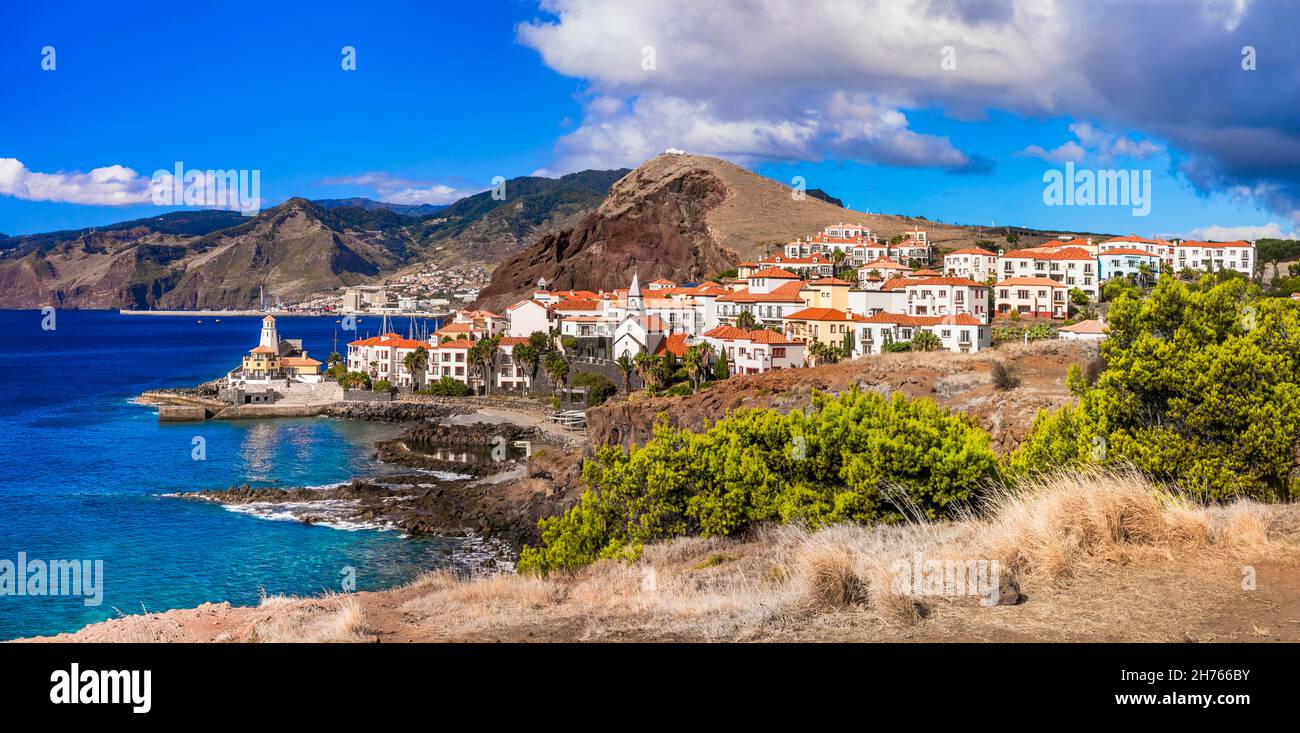 Paisaje de la isla de Madeira, Ponta das Gaivotas , pintoresco mirador Quinta do Lorde en la parte oriental cerca de la ciudad canical Foto de stock