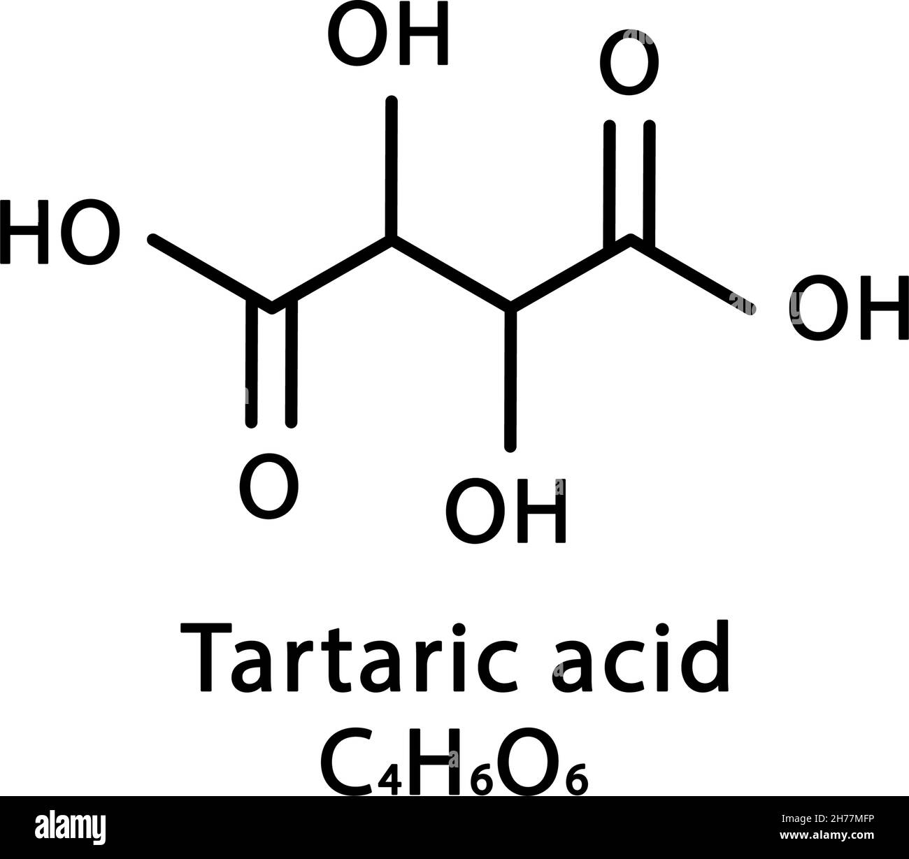 Estructura molecular del ácido tartárico. Fórmula química esquelética de ácido tartárico Estructura molecular del ácido tartárico. Fórmula química esquelética de ácido tartárico