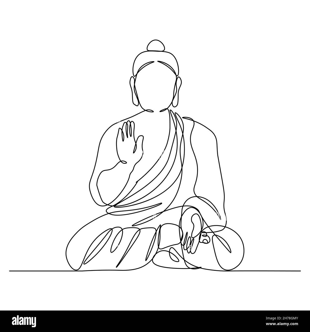 Silueta de Buda Dibujos de una línea. Religión El símbolo del