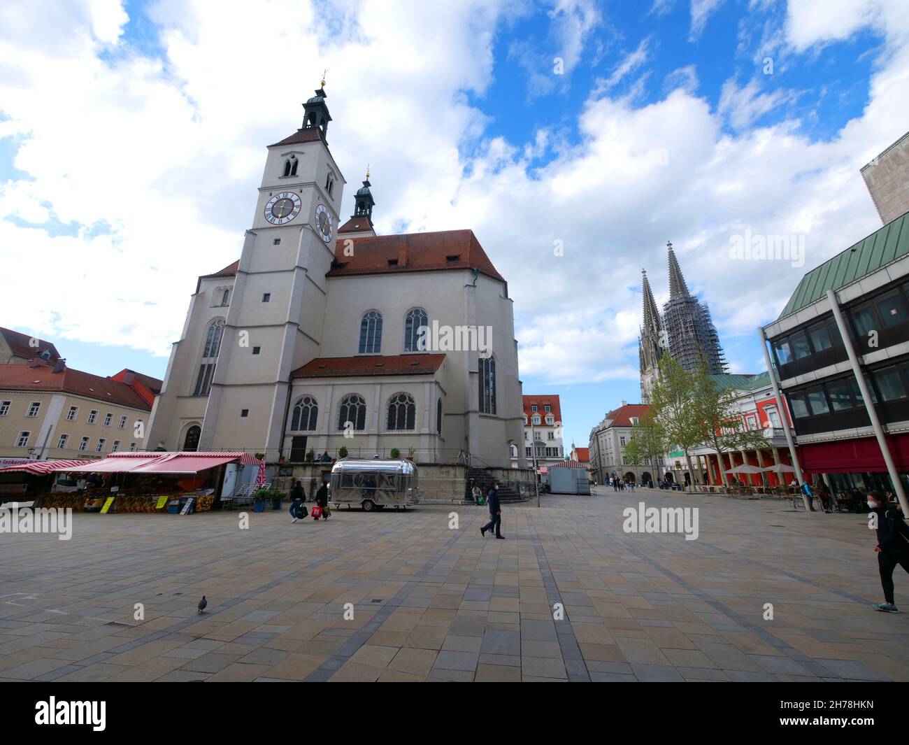 Regensburg, Alemania: Vista en la Neupfarrplatz (plaza) Foto de stock
