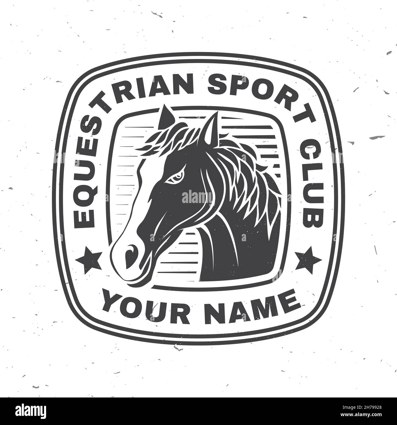 Escudo, parches, emblema, logo del club deportivo de carreras de caballos.  Ilustración vectorial. Etiqueta ecuestre monocromo vintage con siluetas de  cabeza de caballo. A caballo Imagen Vector de stock - Alamy