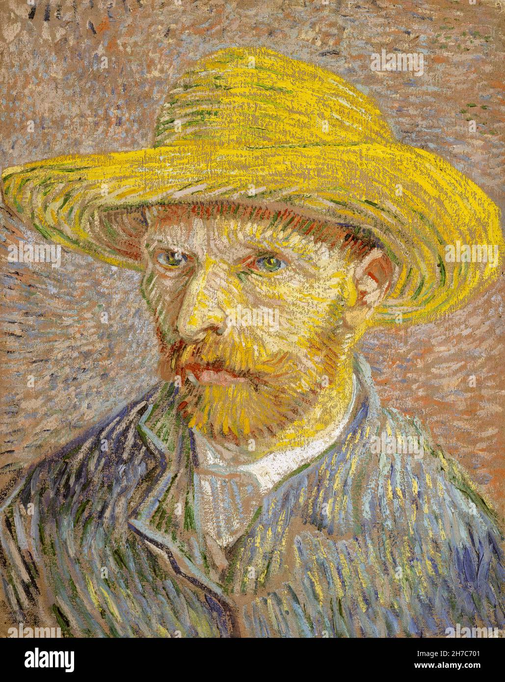 Vincent van Gogh, autorretrato con sombrero de paja, 1887, óleo sobre lienzo, Nueva York, EE.UU Foto de stock