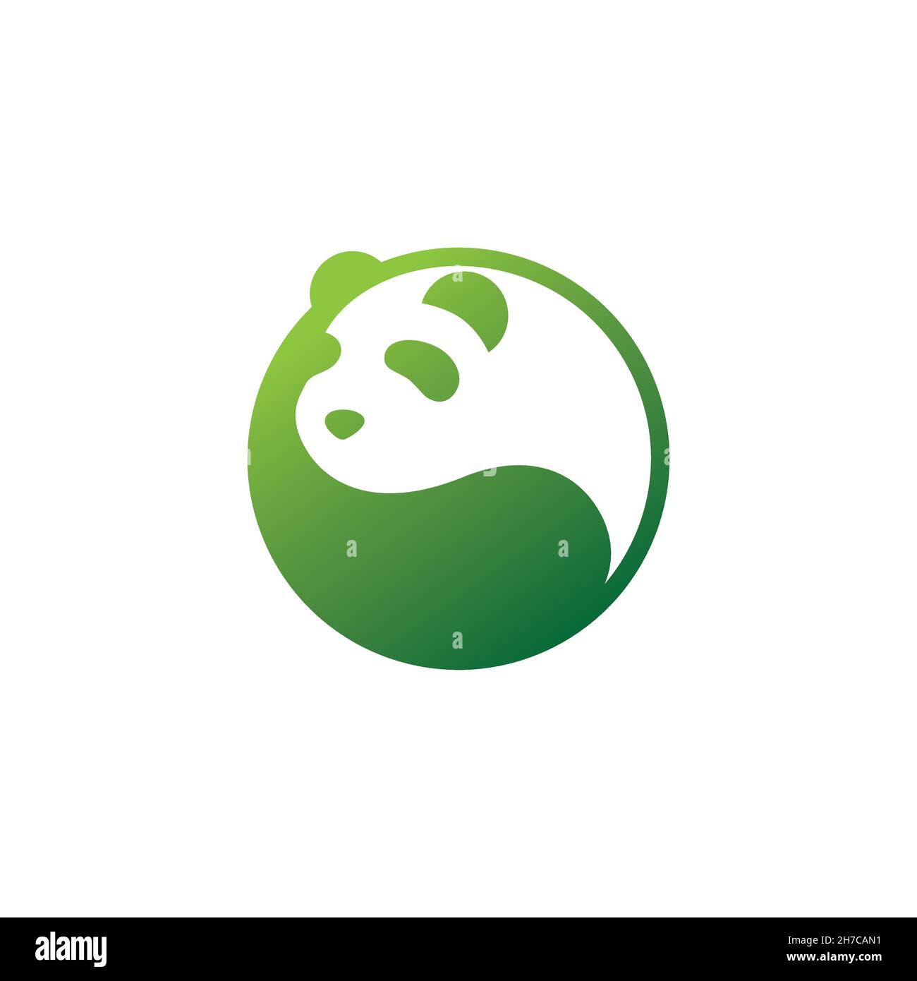diseño vectorial. Logotipo creado a partir de la forma de panda verde de color fresco con yin y el concepto de logotipo yang. Ilustración del Vector