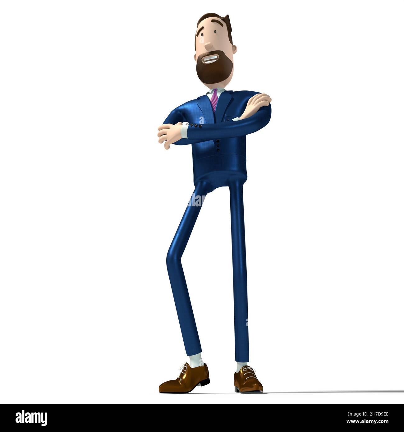 Hipster personaje de dibujos animados hombre de negocios de pie en orgullo  / jefe pose - 3D ilustración Fotografía de stock - Alamy