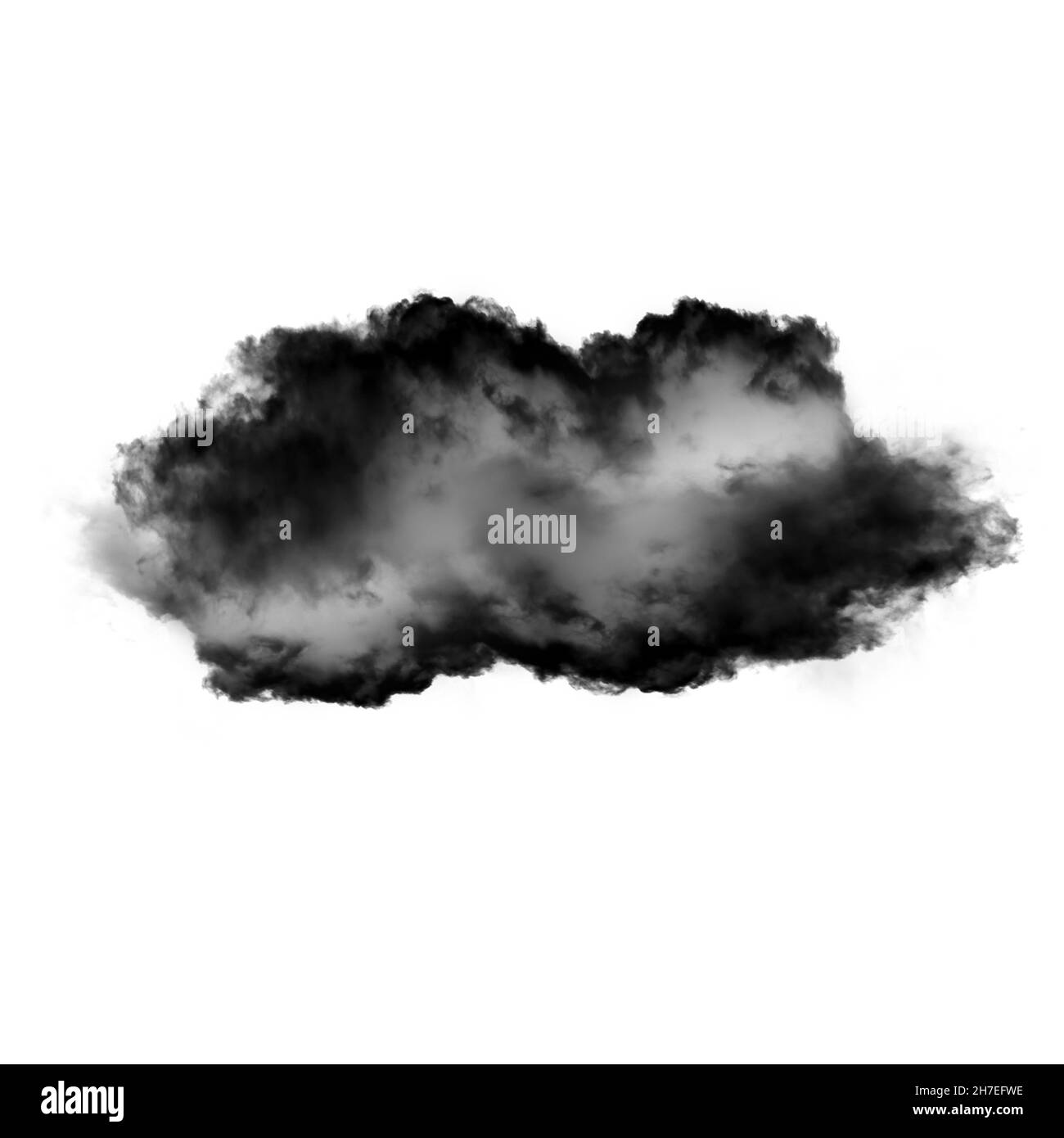 Nube negra o humo aislado sobre fondo blanco, forma de nube 3D que