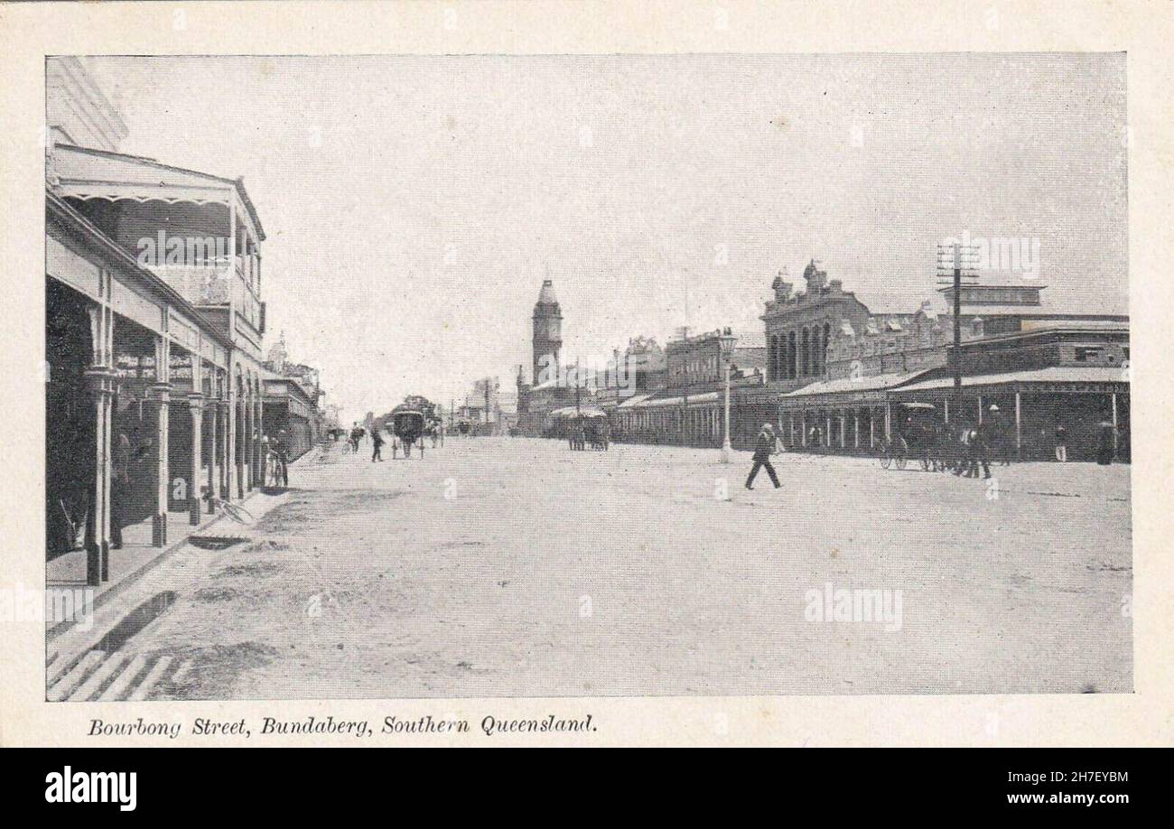 Bourbong Street, Bundabert, Queensland - muy temprano en 1900s Foto de stock