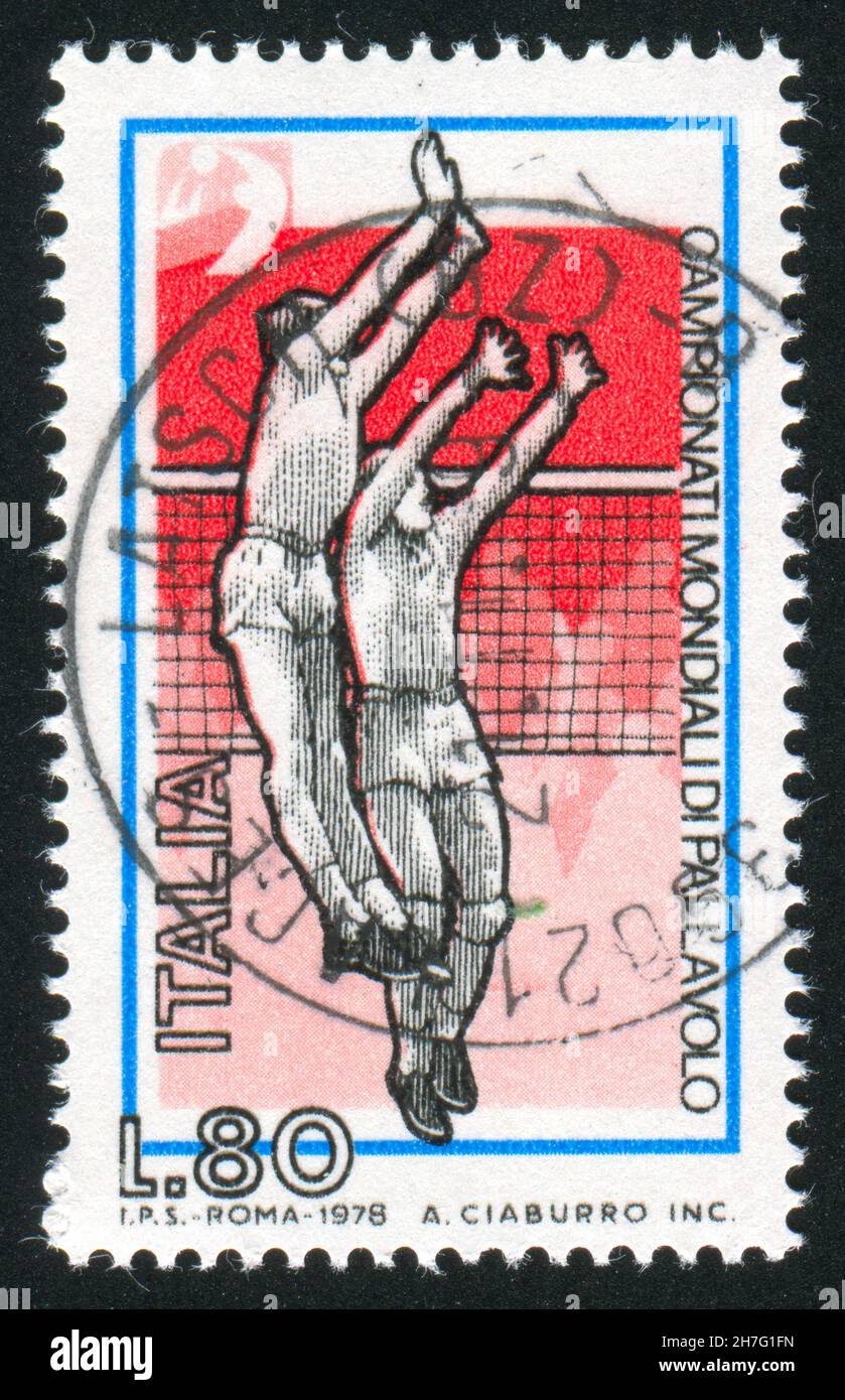 ITALIA - ALREDEDOR de 1978: Sello impreso por Italia, muestra Voleibol, alrededor de 1978 Foto de stock