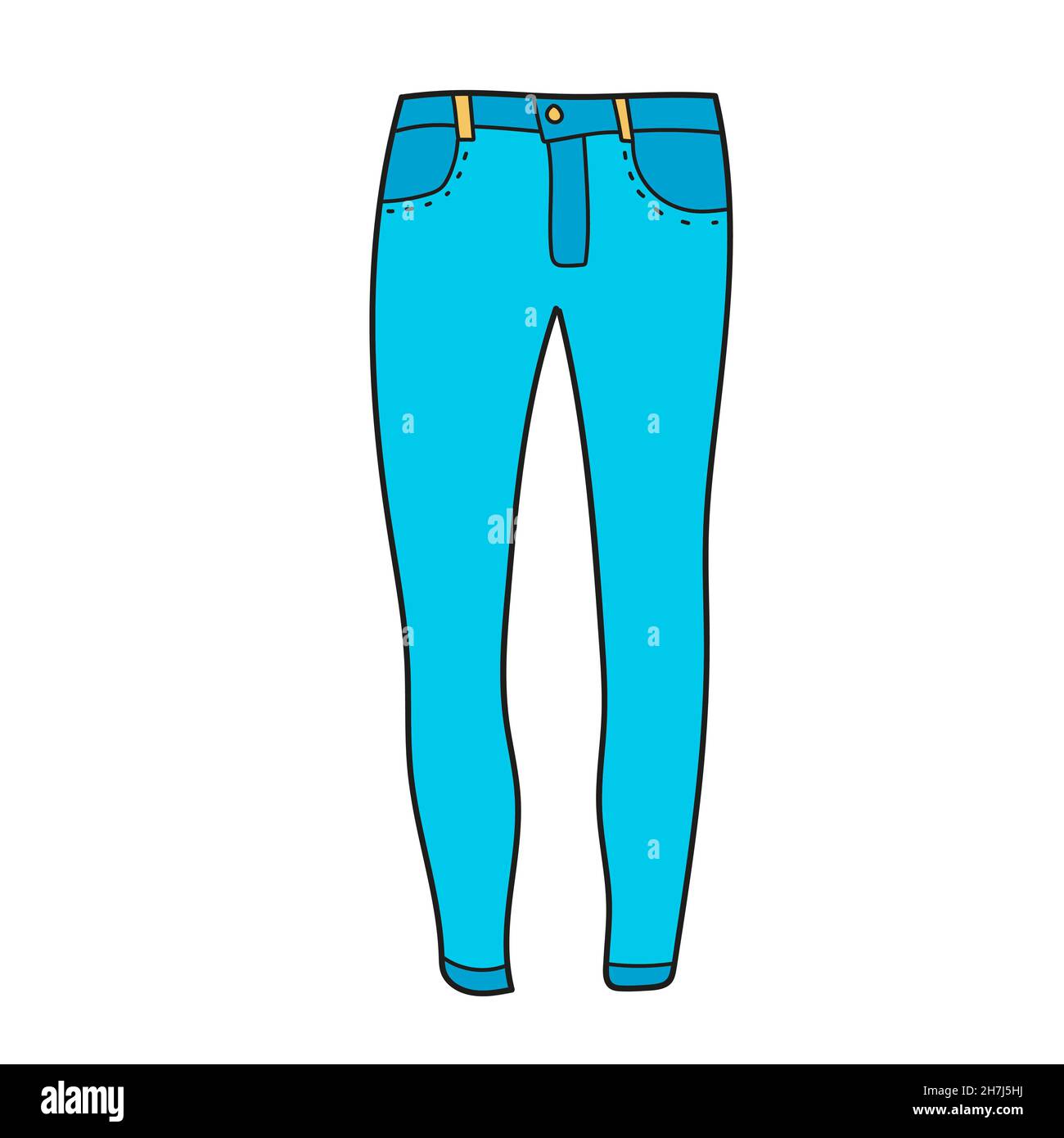 Icono sencillo de dibujos animados. Simple tallarín dibujado a mano de un  par de pantalones - jeans azules Imagen Vector de stock - Alamy