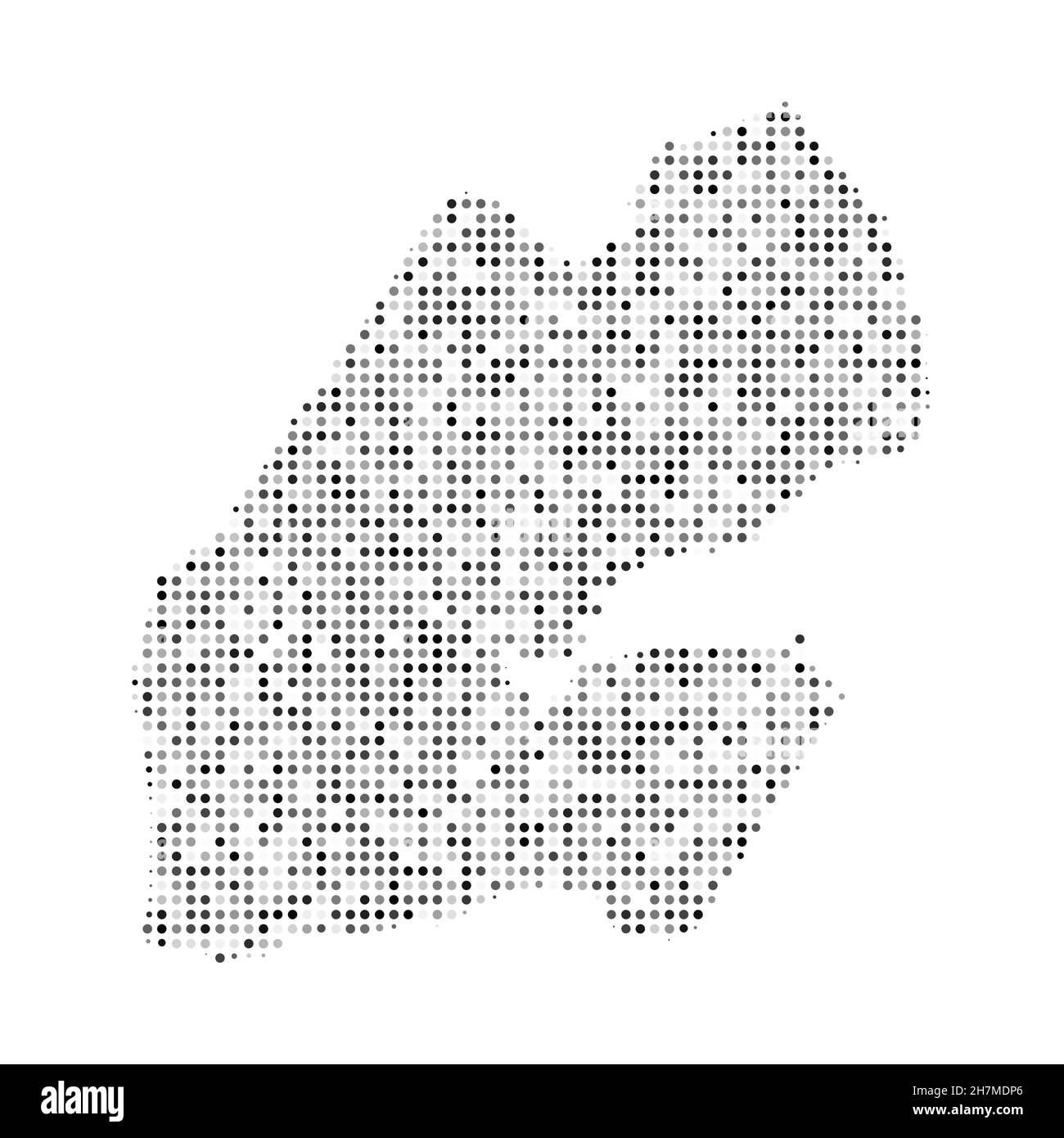 Mapa vectorial de Yibuti con efecto de semitonos en blanco y negro punteado abstracto. Mapa del país ilustración digital del vector del diseño punteado. Ilustración del Vector