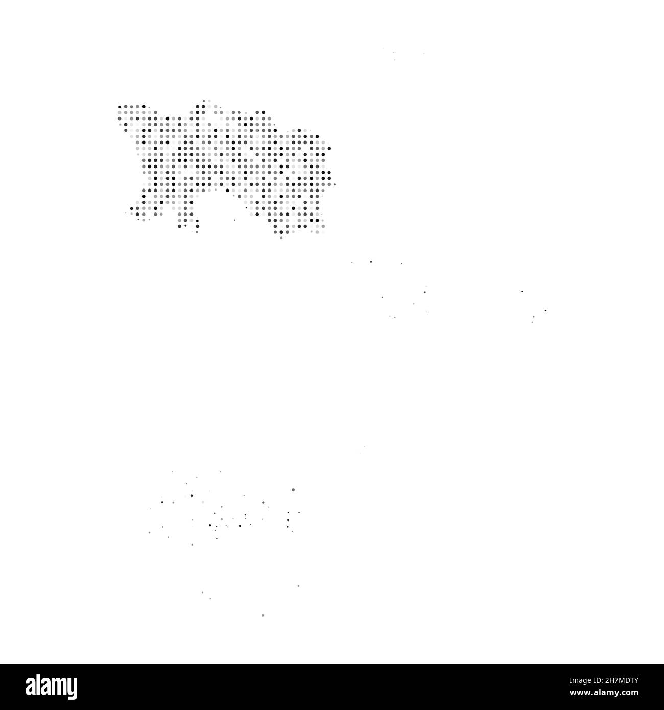 Mapa vectorial de efecto de semitonos blanco y negro con puntos abstractos de Jersey. Mapa del país ilustración digital del vector del diseño punteado. Ilustración del Vector