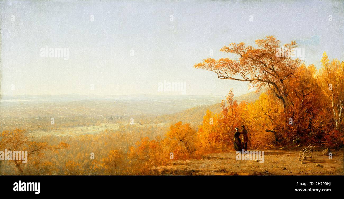 The View from Eagle Rock, Nueva Jersey por Sanford Robinson Gifford (1823-1880) , óleo sobre lienzo, 1862 Foto de stock