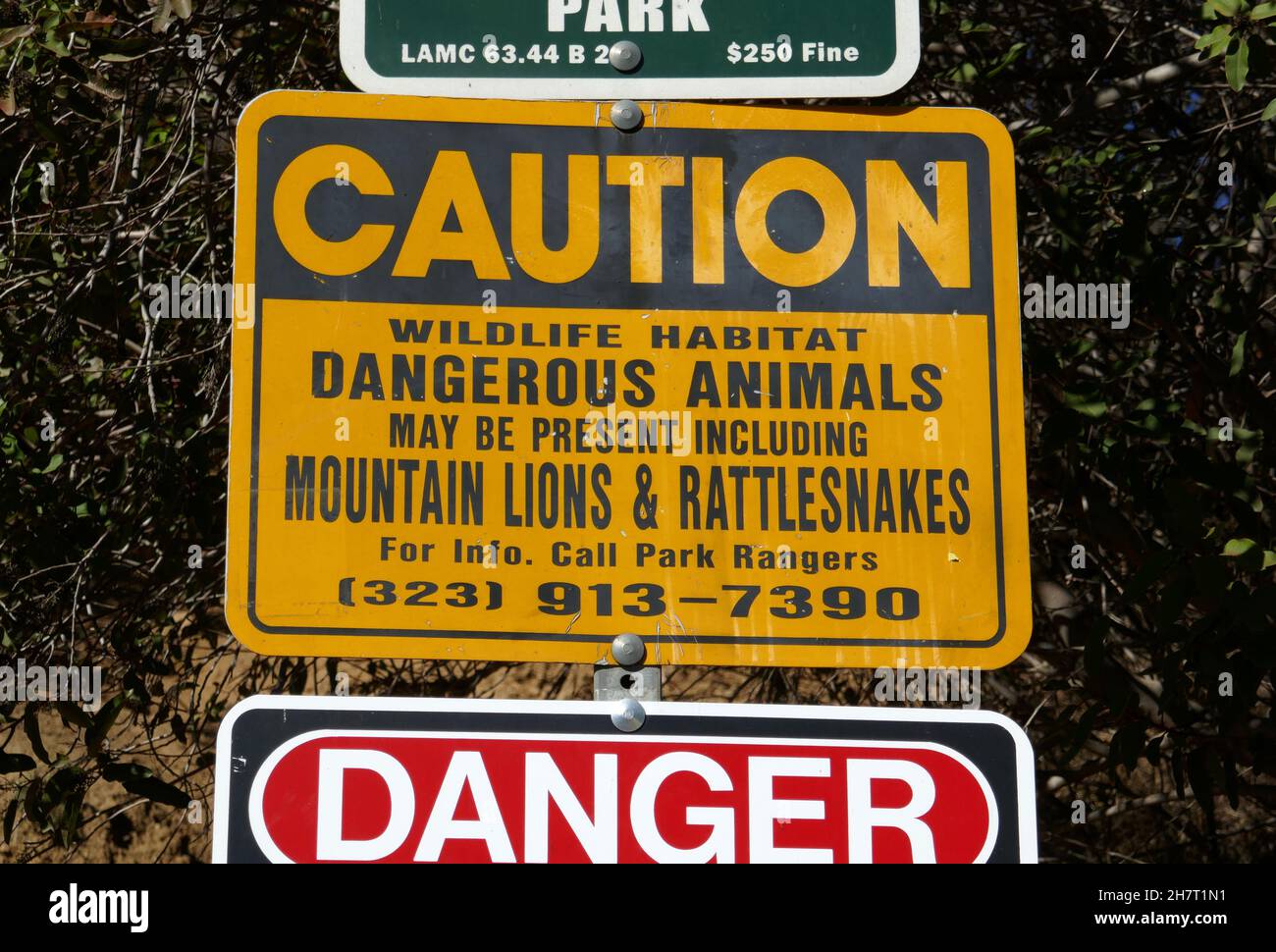 Los Ángeles, California, . 11th de noviembre de 2021 Una vista general  de la atmósfera de cuidado de los leones de montaña y señales de  Rattlesnakes en Griffith Park que incluye Los