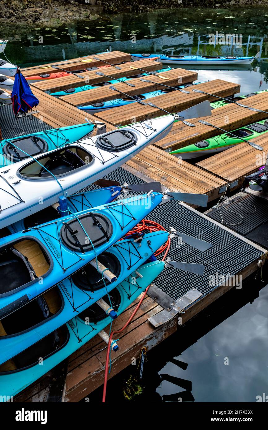 WA20412-00...WASHINGTON - Kayaks en Rocke Harbour en la Isla de San Juan. Foto de stock