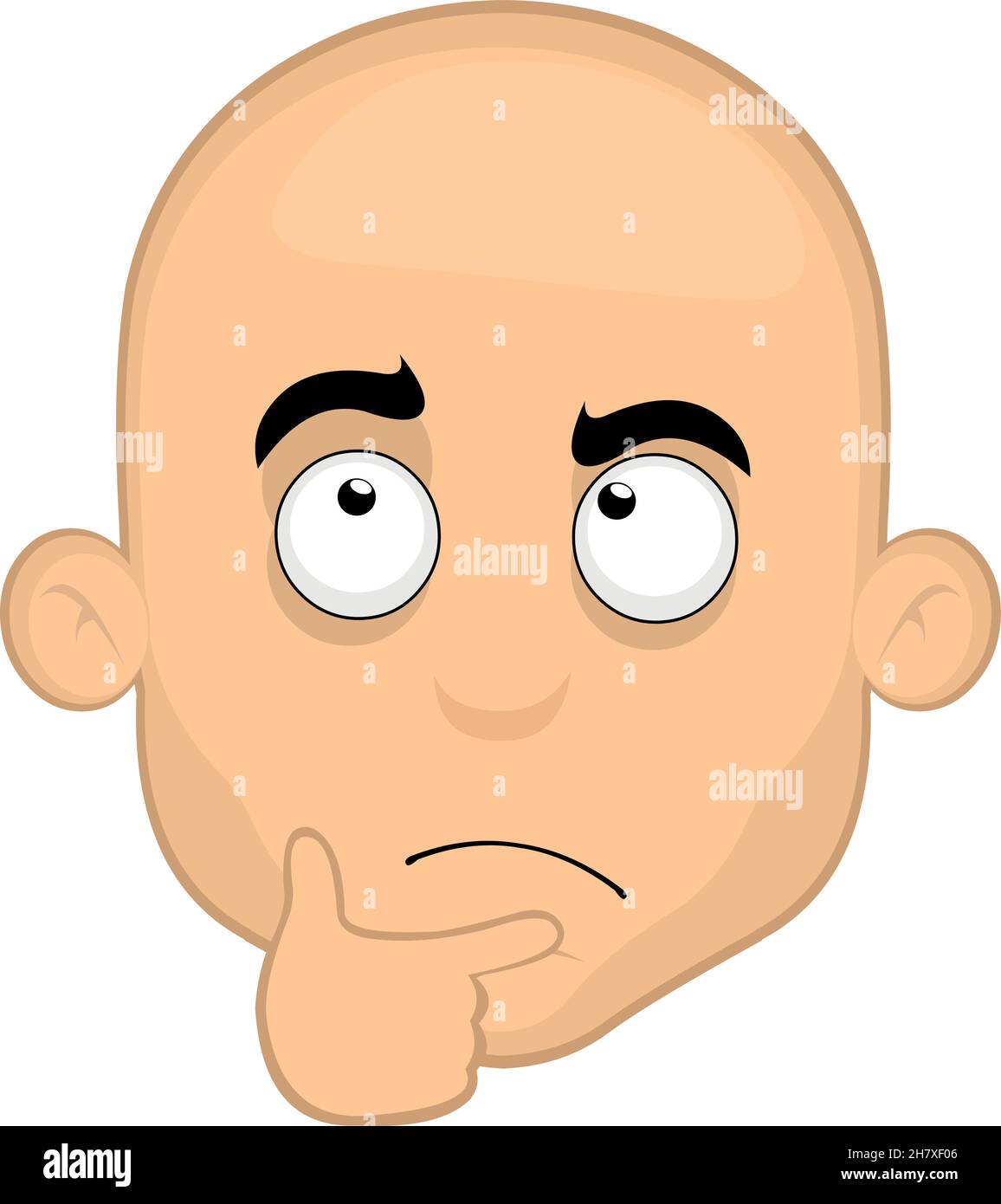Vector emoticono ilustración de la cara de un hombre calvo de dibujos animados pensar Ilustración del Vector