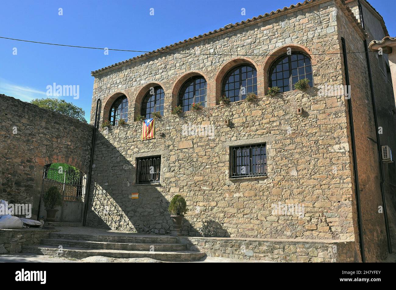 Centro histórico de Rocafort en la provincia de Barcelona, Cataluña, España Foto de stock