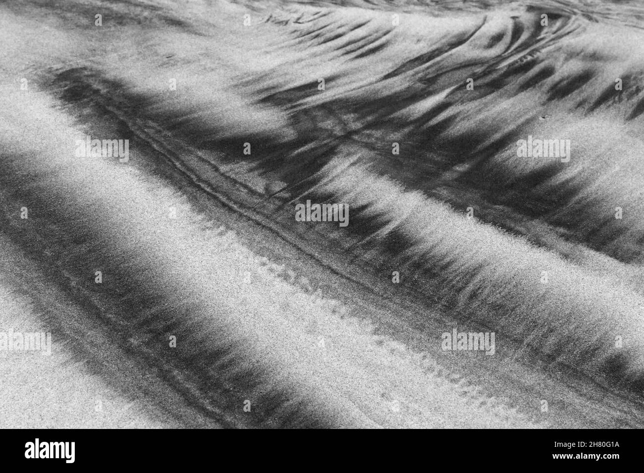 Los patrones de arena en la playa Luskentero, Isla de Lewis y Harris, Abrides Exterior, Escocia Reino Unido en noviembre Foto de stock