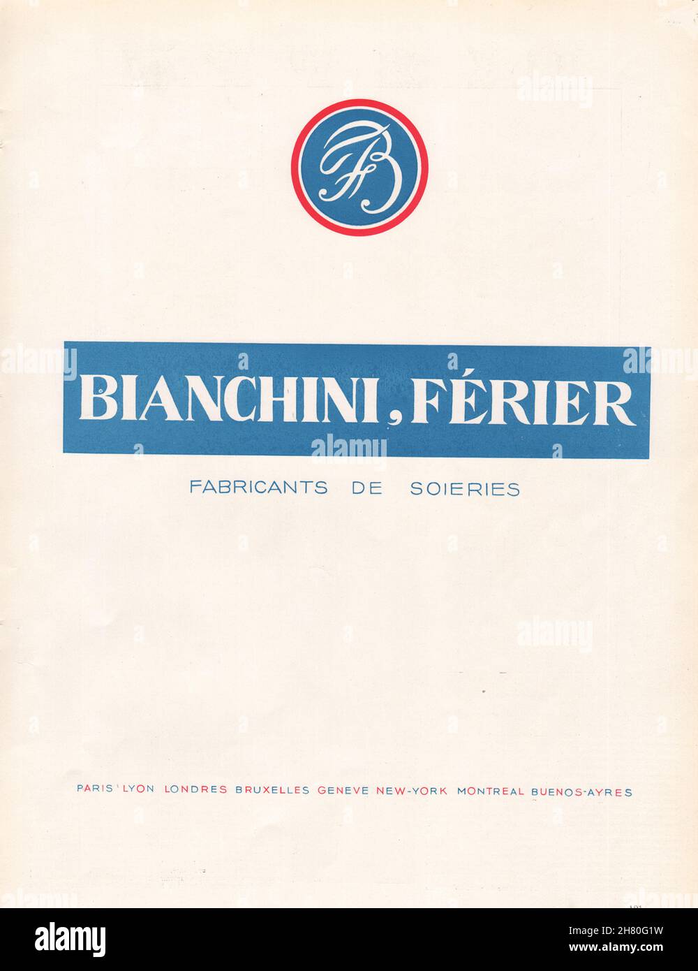 ANUNCIOS. Bianchini, Férier. Fábricas de Soieries. Seda. Estampado textil 1947 Foto de stock