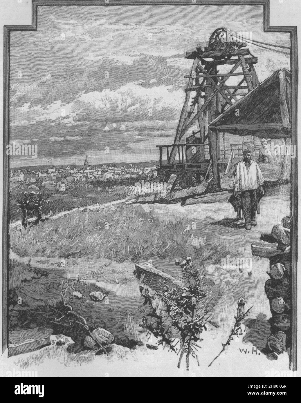 La ciudad de Cerro Negro. Ballarat. Australia 1890 antigua imagen de impresión Foto de stock