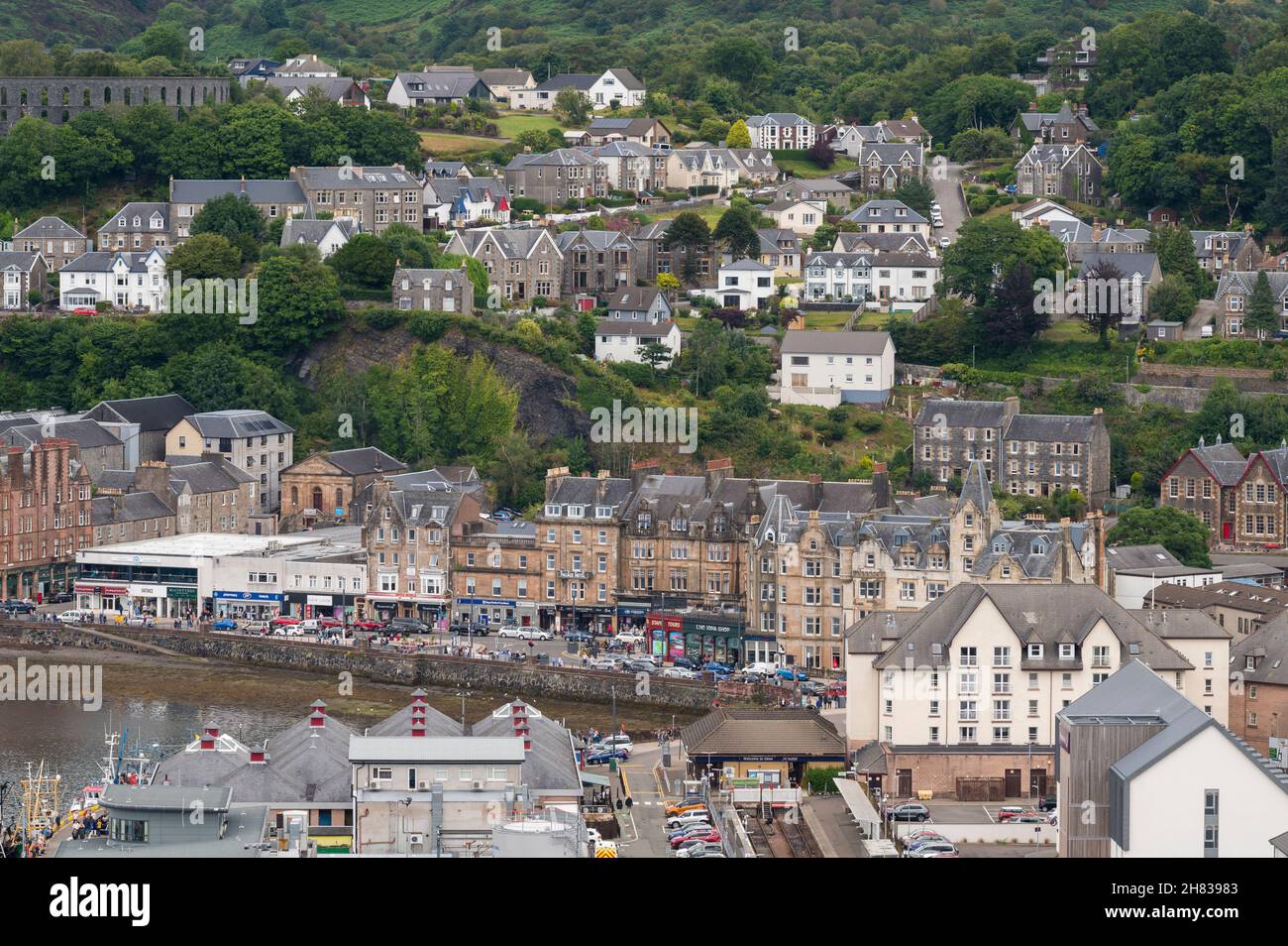 Vista de Oban desde Pulpit Hill, Argyll y Bute, Escocia Foto de stock